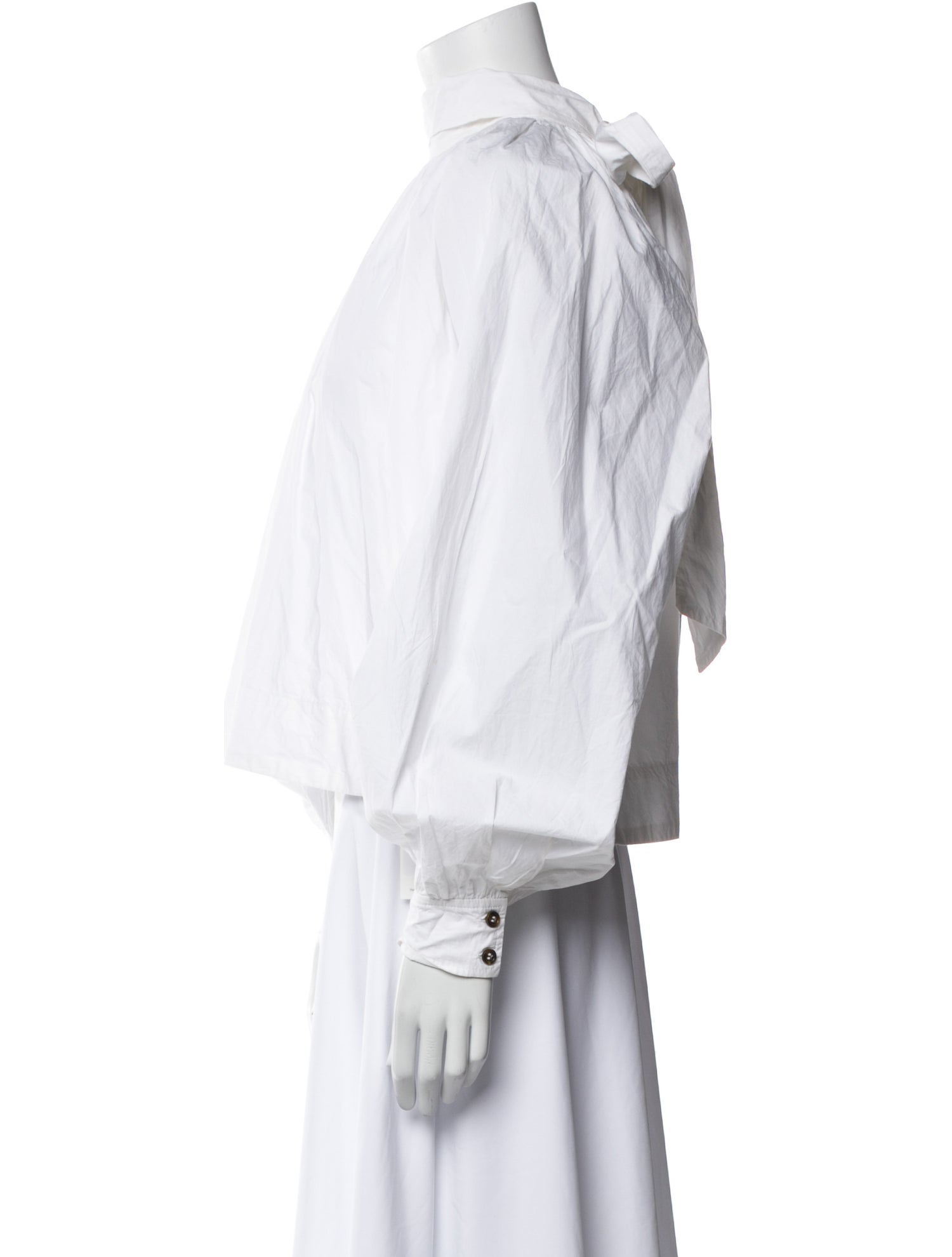 Ganni Mock Neck Long Sleeve Crop Top