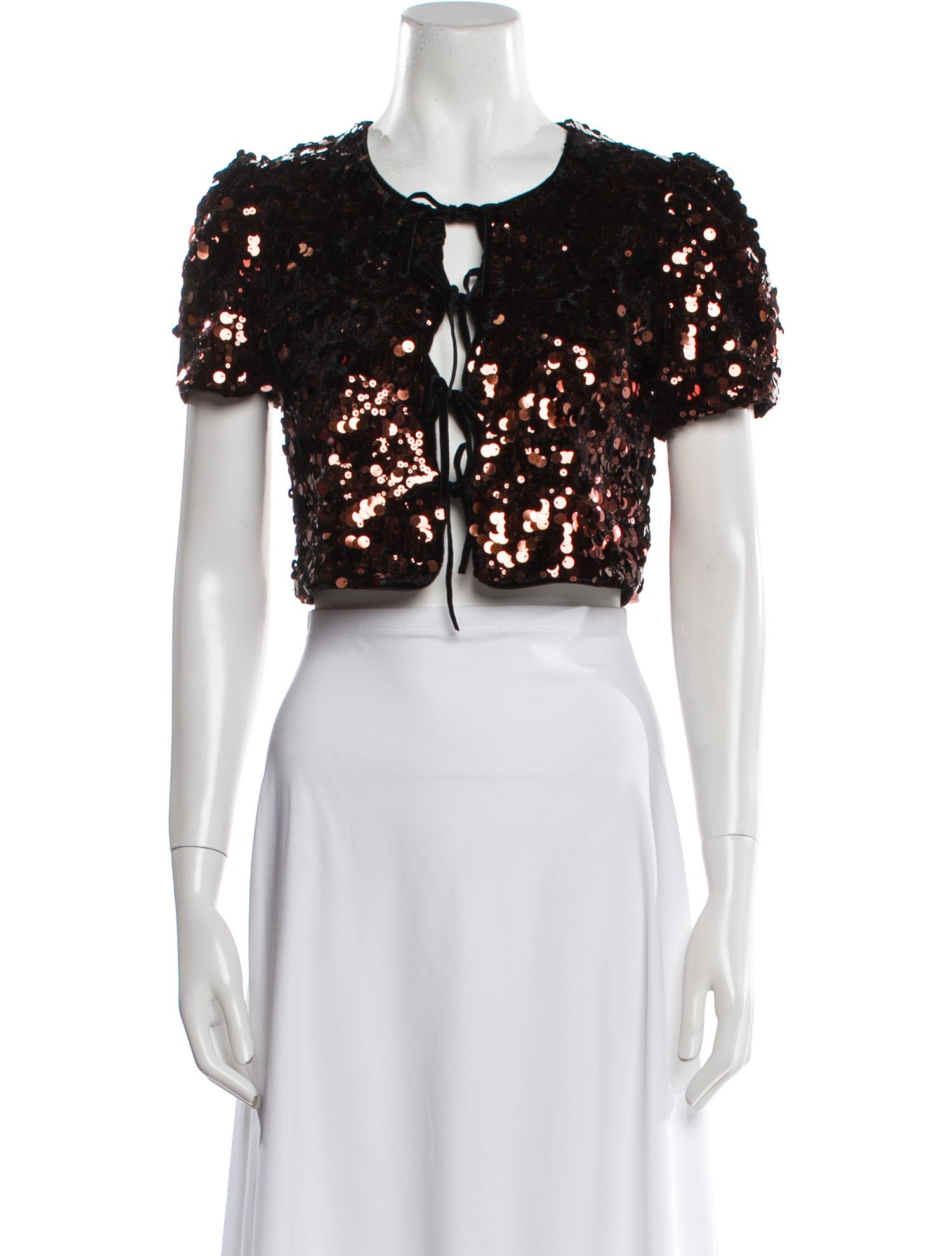 Ganni Patterned Crew Neck Crop Top w/ Tags