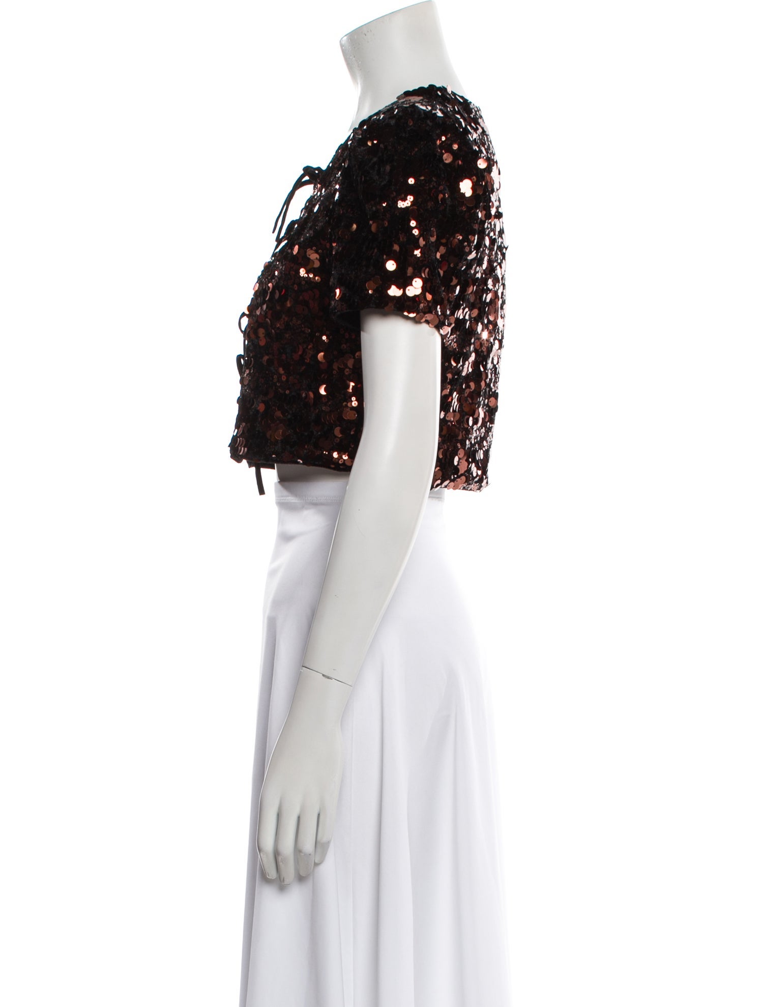 Ganni Patterned Crew Neck Crop Top w/ Tags