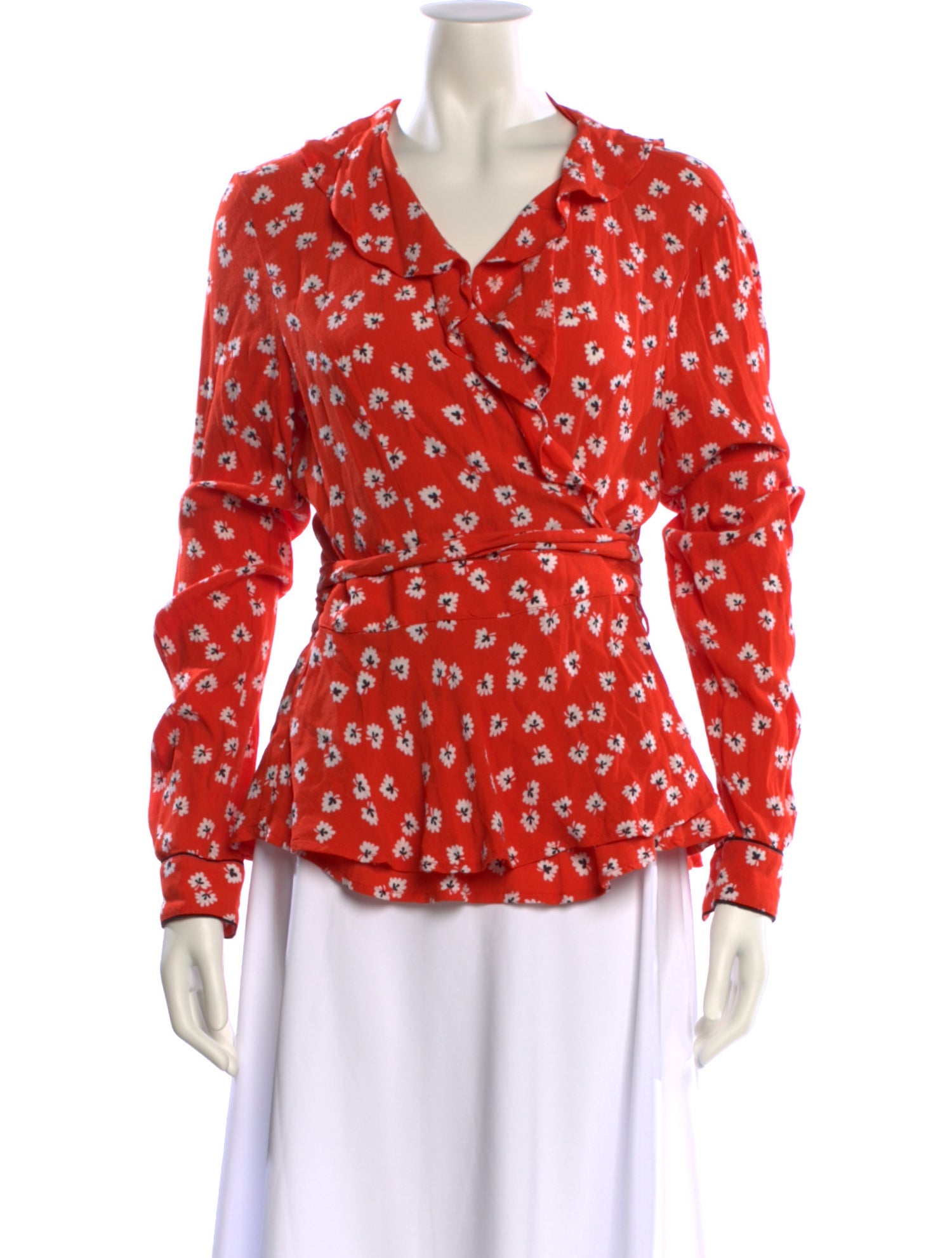 Ganni Floral Print Long Sleeve Button-Up Top