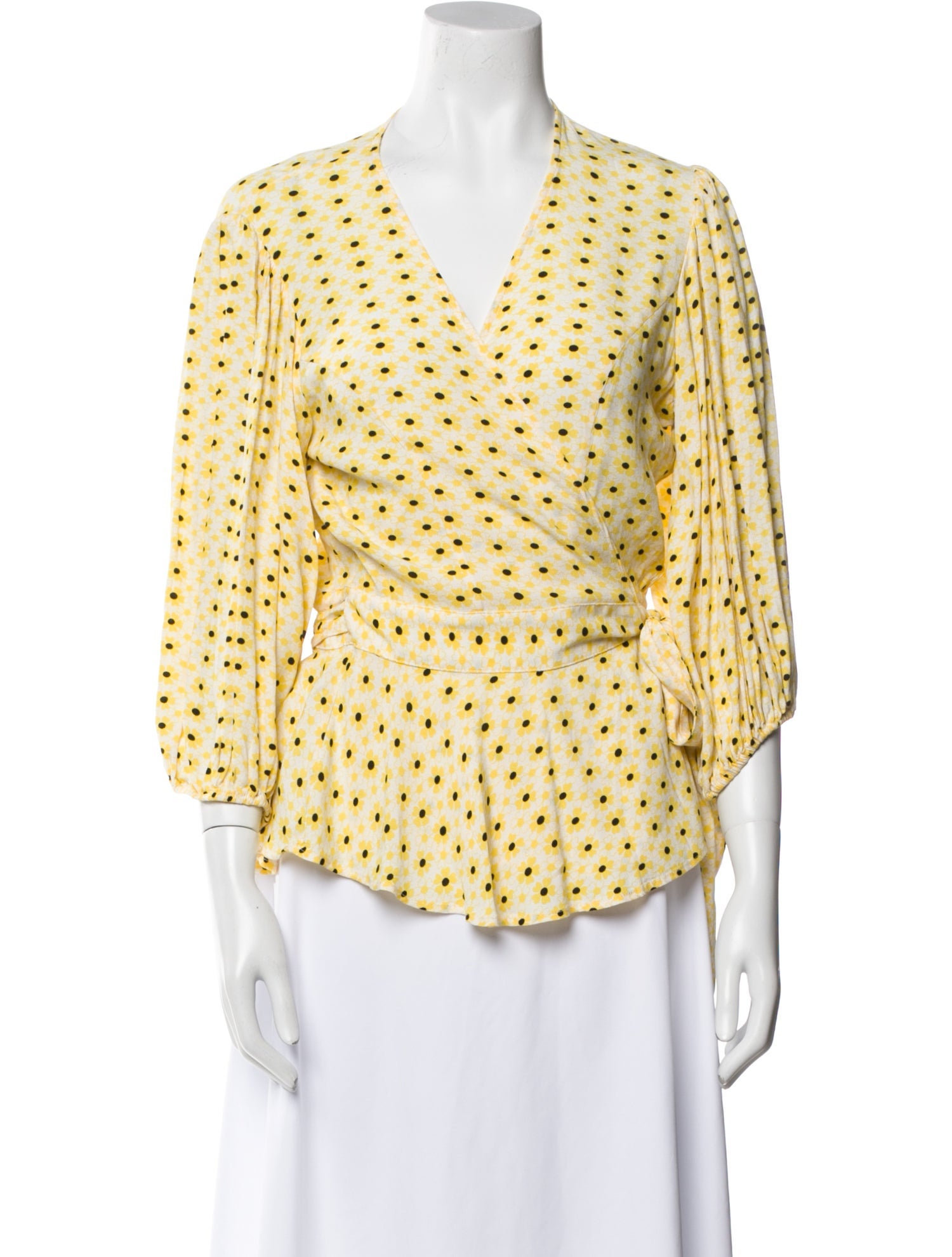 Ganni Floral Print V-Neck Blouse w/ Tags