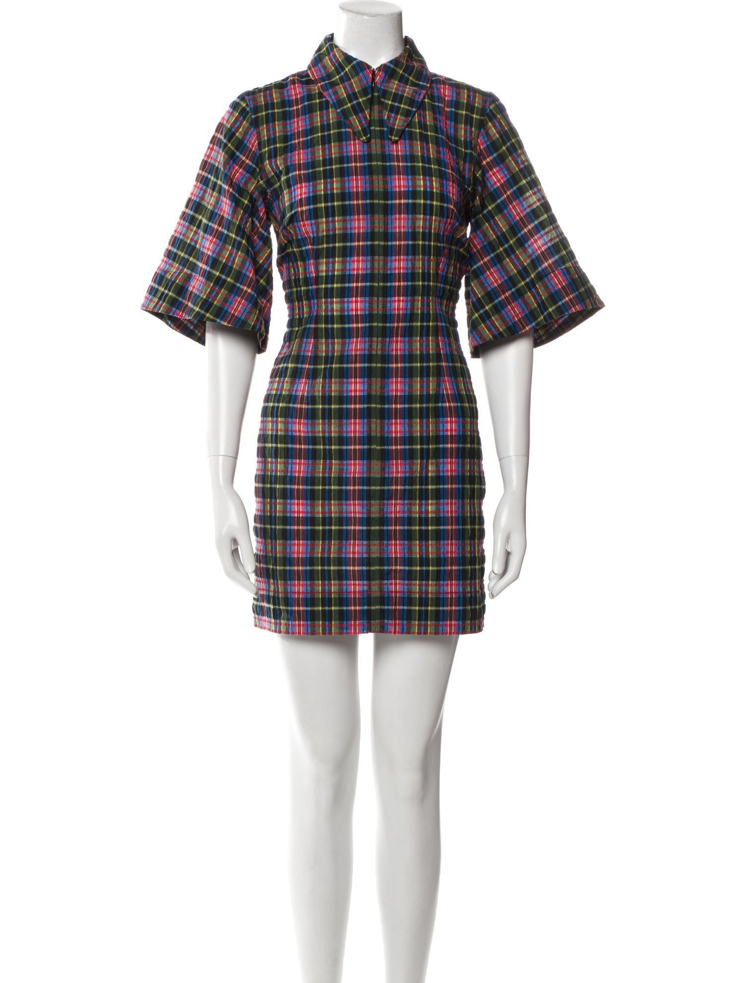 Ganni Plaid Print Mini Dress