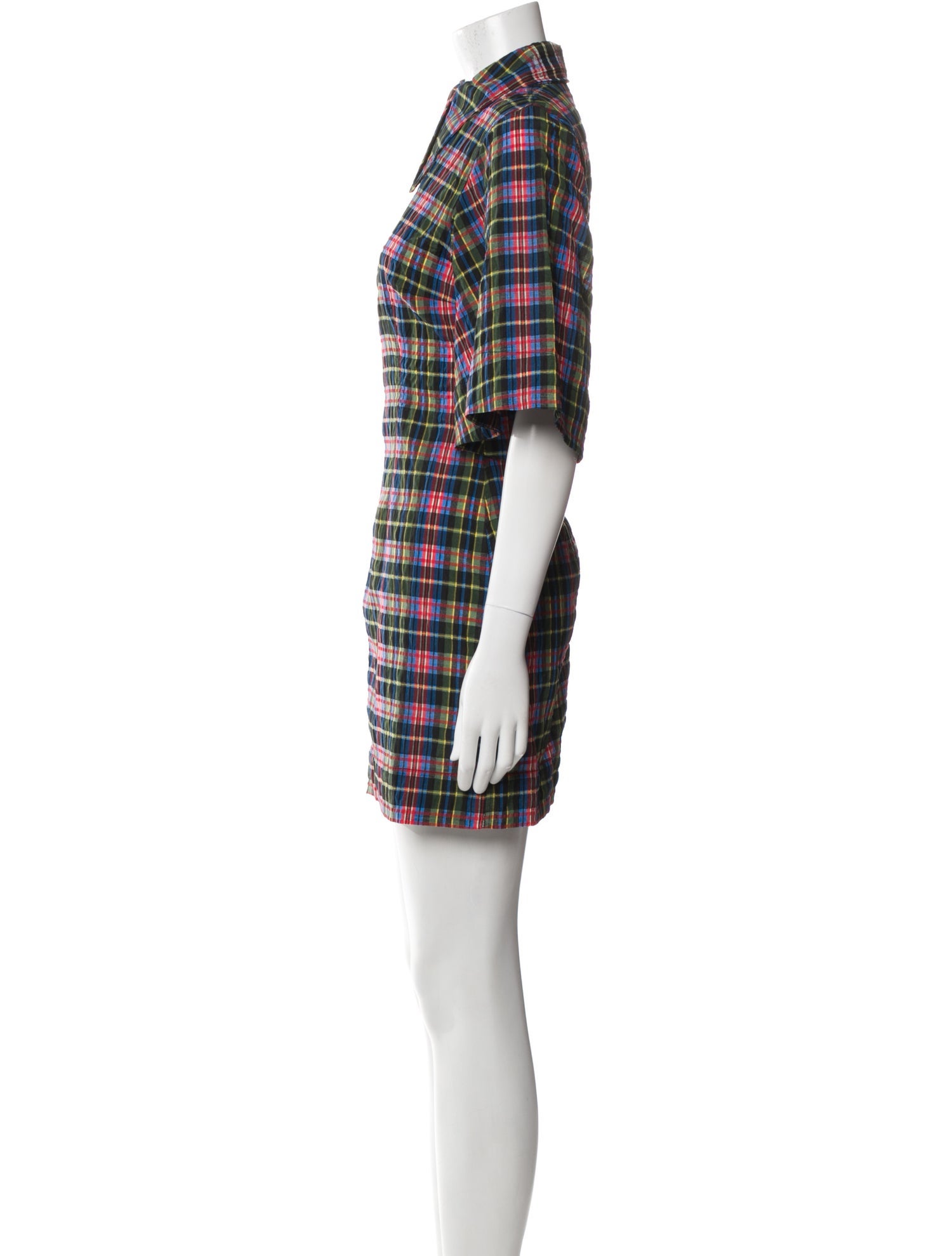 Ganni Plaid Print Mini Dress