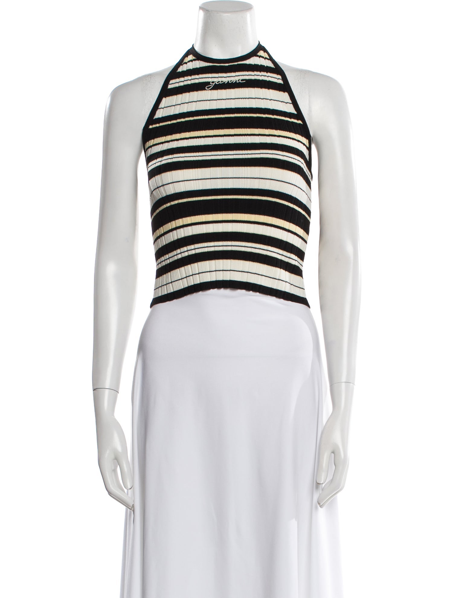 Ganni Striped Halterneck Crop Top