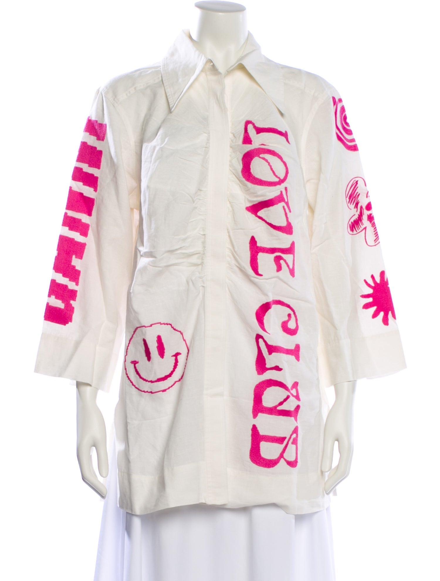 Ganni Graphic Print Three-Quarter Sleeve Tunic w/ Tags