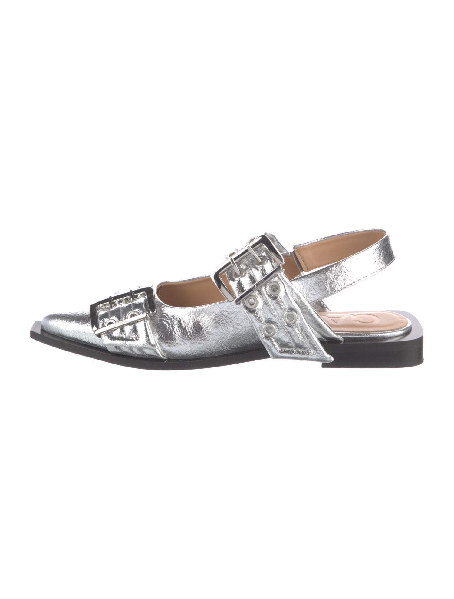 Ganni Patent Leather Slingback Flats