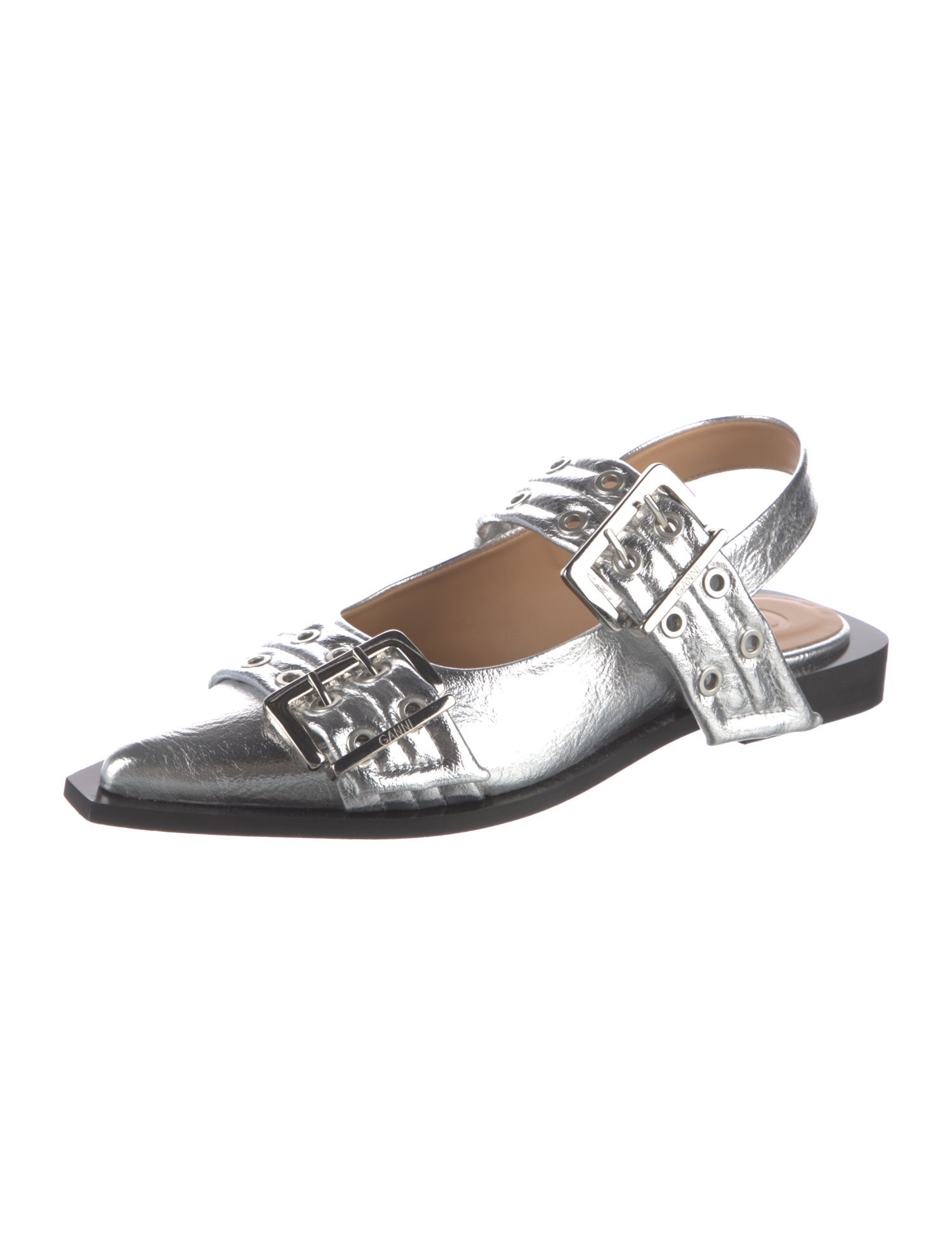 Ganni Patent Leather Slingback Flats