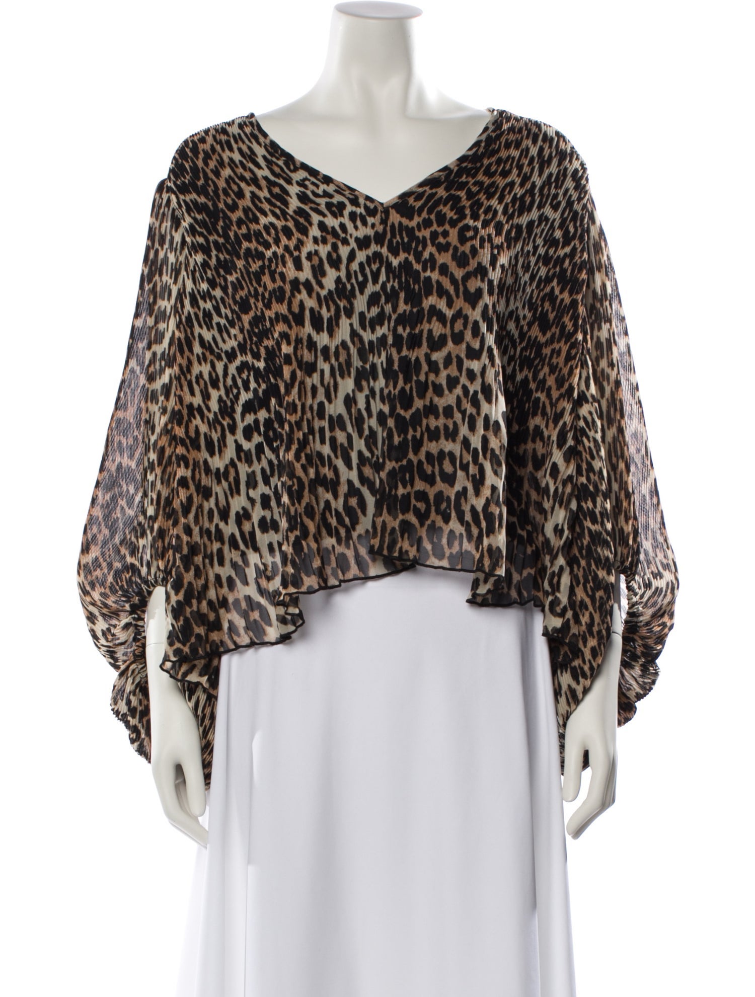 Ganni Animal Print V-Neck Blouse