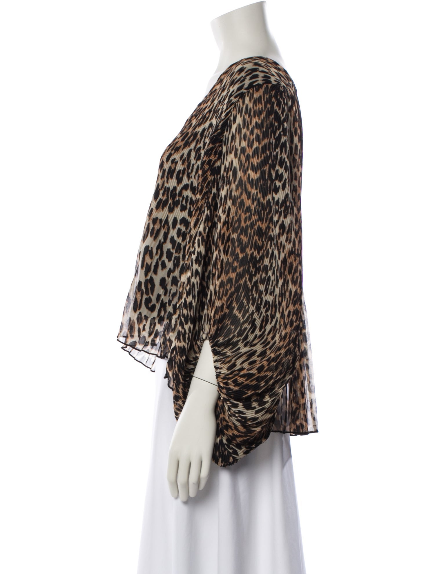 Ganni Animal Print V-Neck Blouse