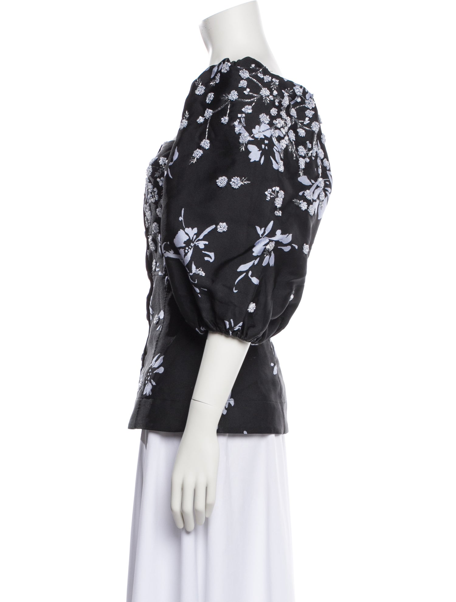 Ganni Floral Print Square Neckline Blouse