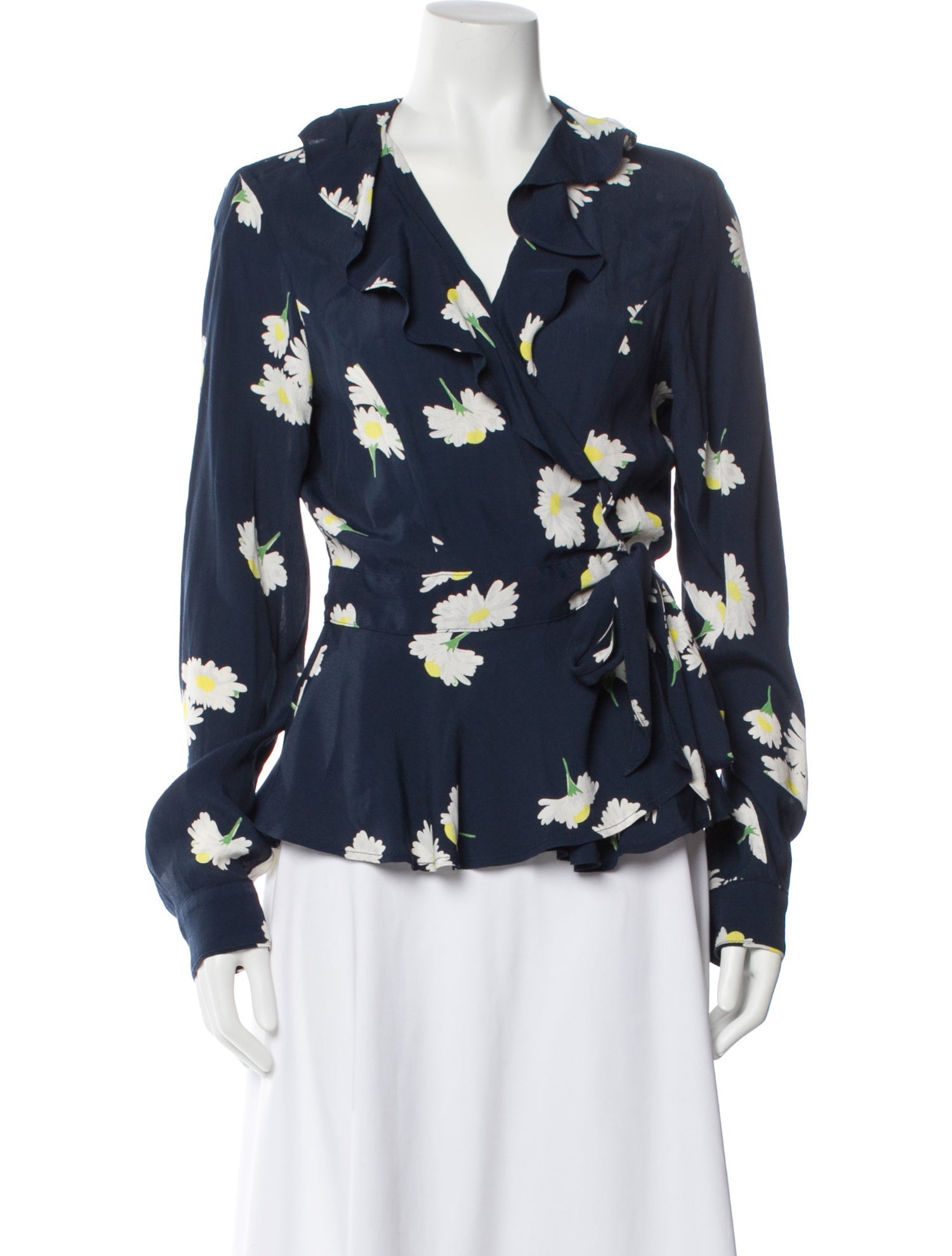 Ganni Floral Print V-Neck Blouse