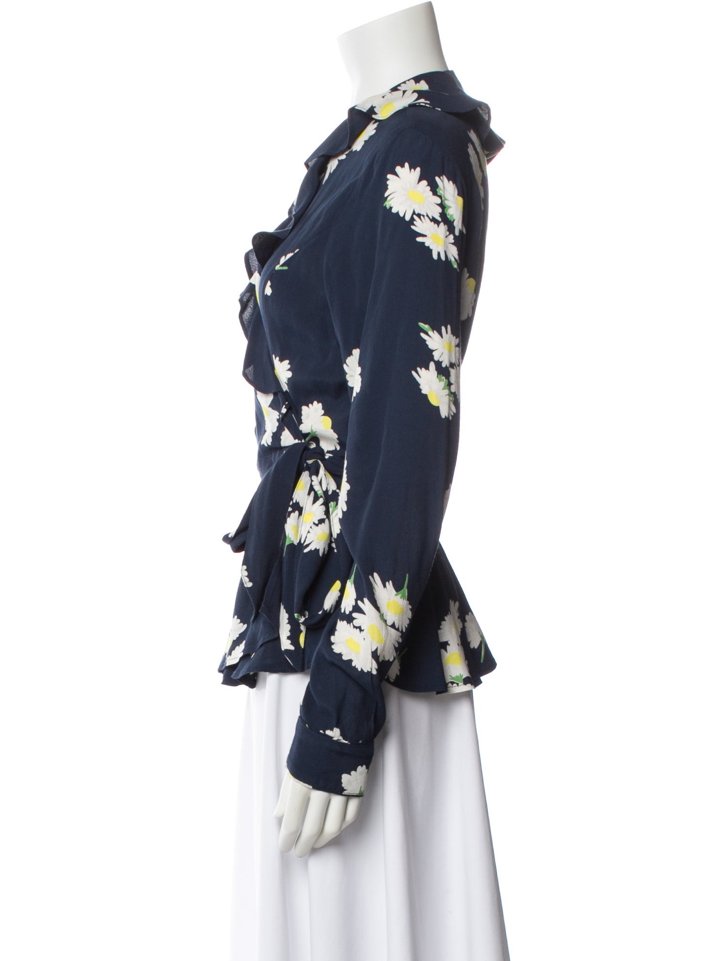 Ganni Floral Print V-Neck Blouse