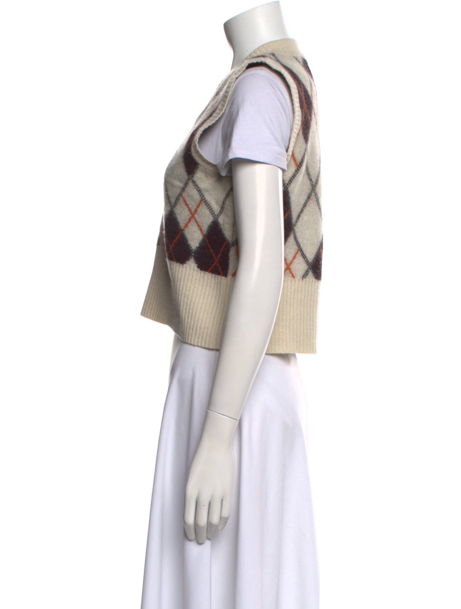 Ganni Wool Plaid Print Sweater