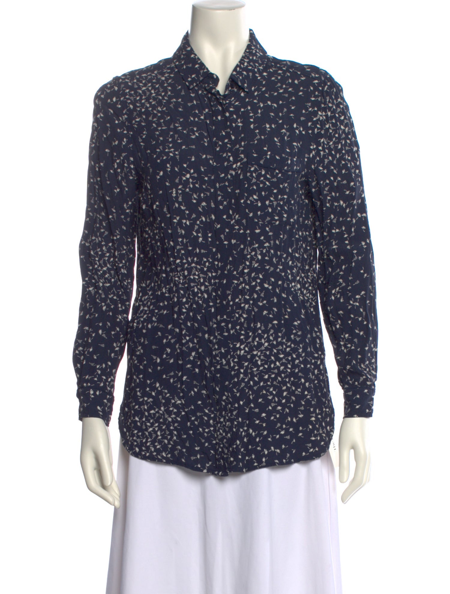Ganni Printed Long Sleeve Button-Up Top
