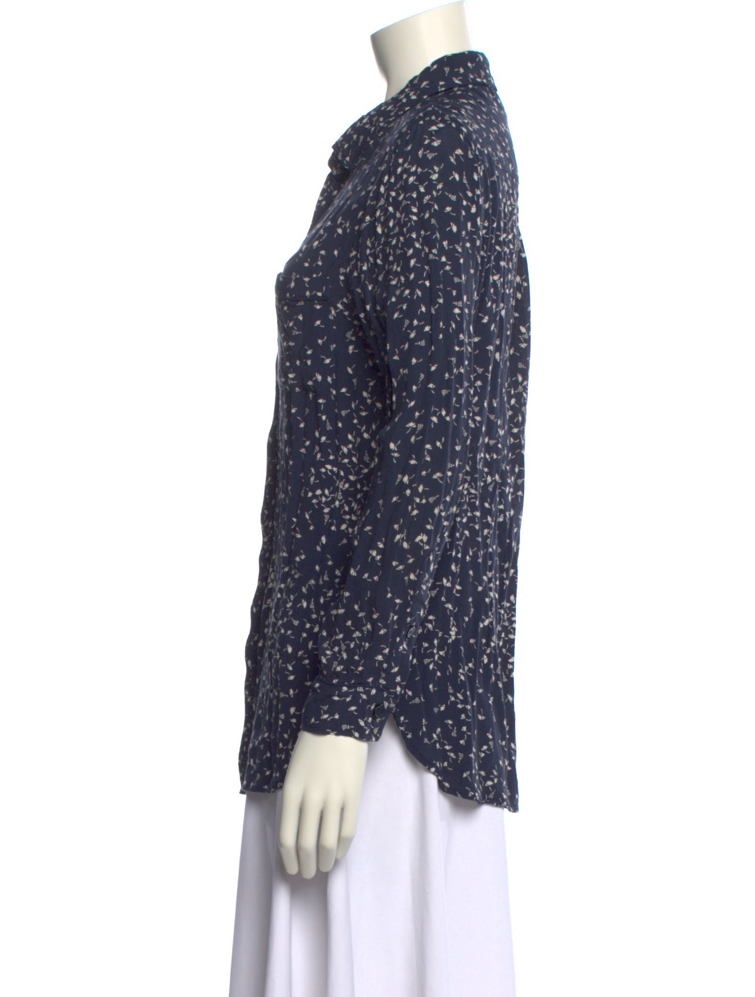 Ganni Printed Long Sleeve Button-Up Top