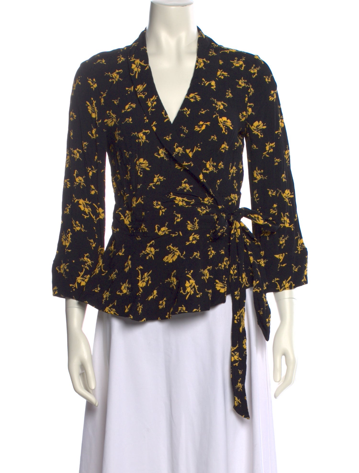 Ganni Floral Print V-Neck Blouse