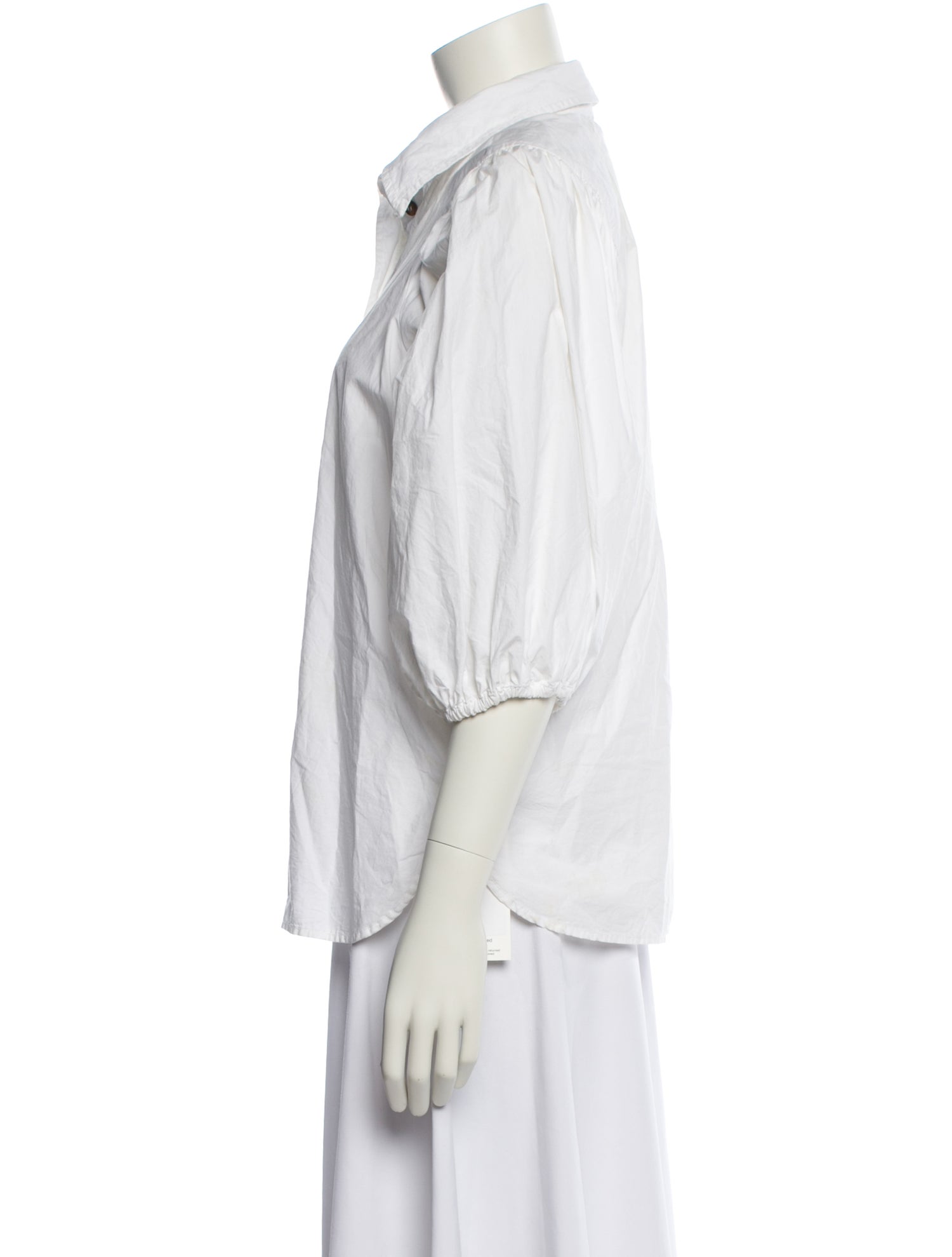 Ganni Three-Quarter Sleeve Button-Up Top