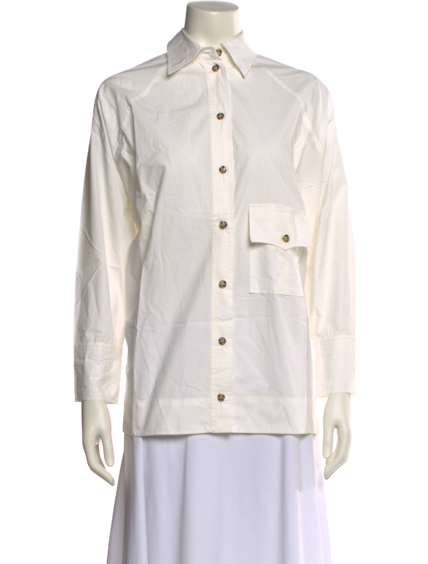 Ganni Long Sleeve Button-Up Top