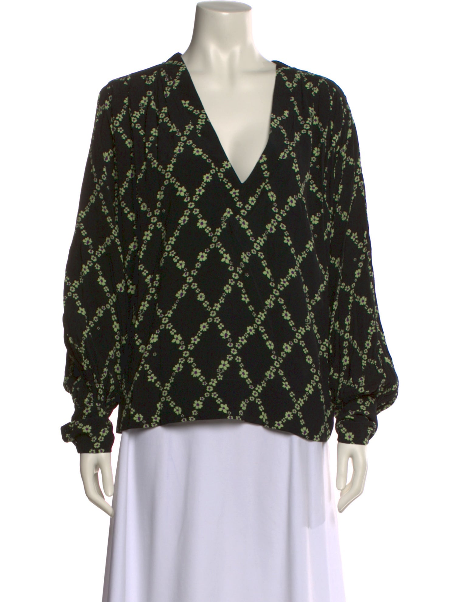 Ganni Printed V-Neck Blouse