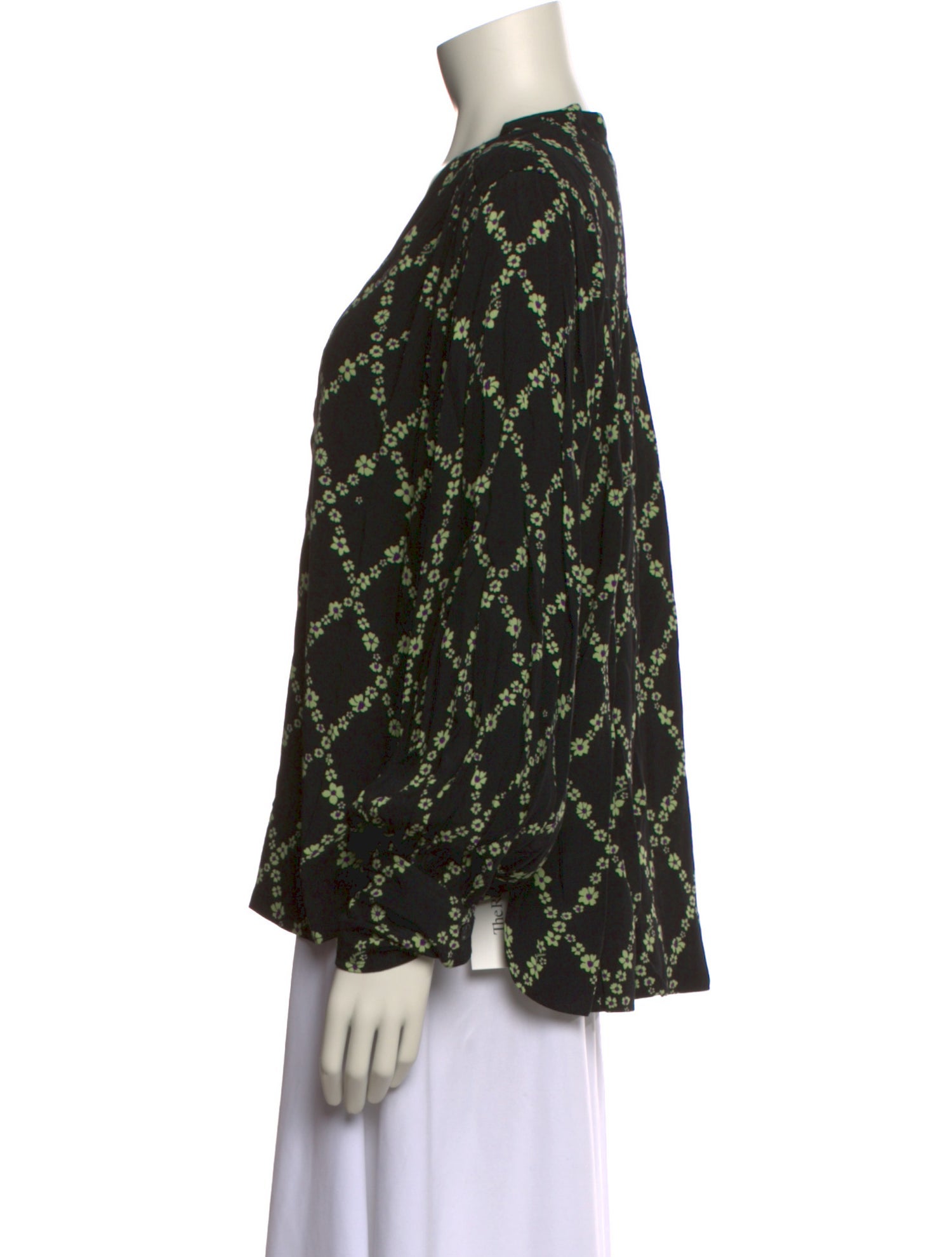 Ganni Printed V-Neck Blouse