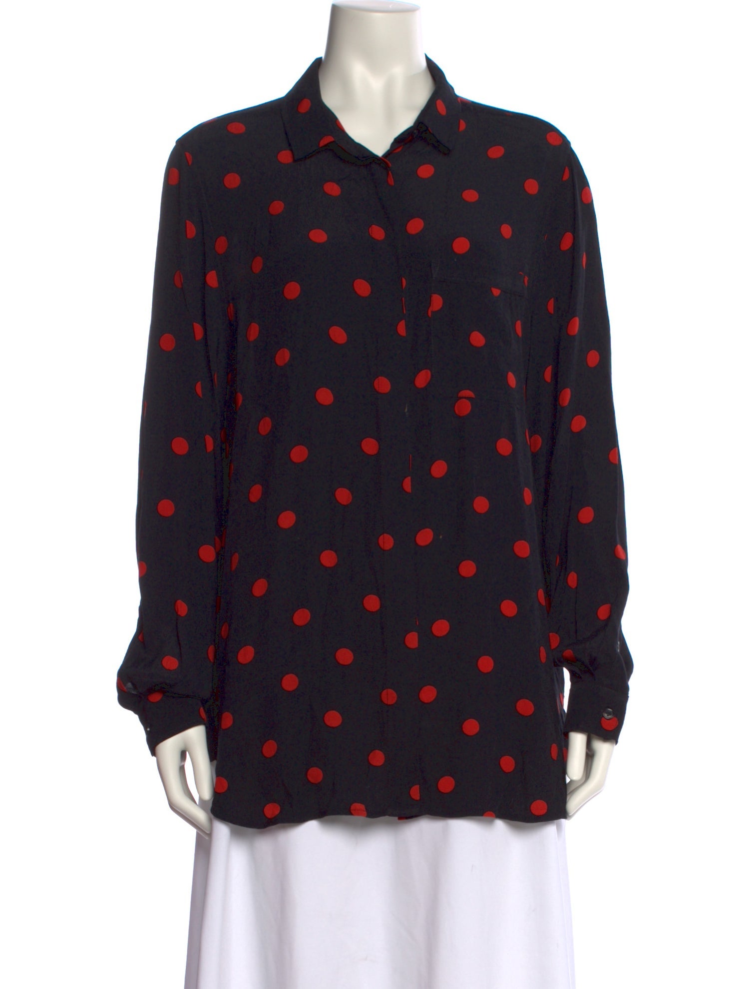 Ganni Polka Dot Print Long Sleeve Button-Up Top