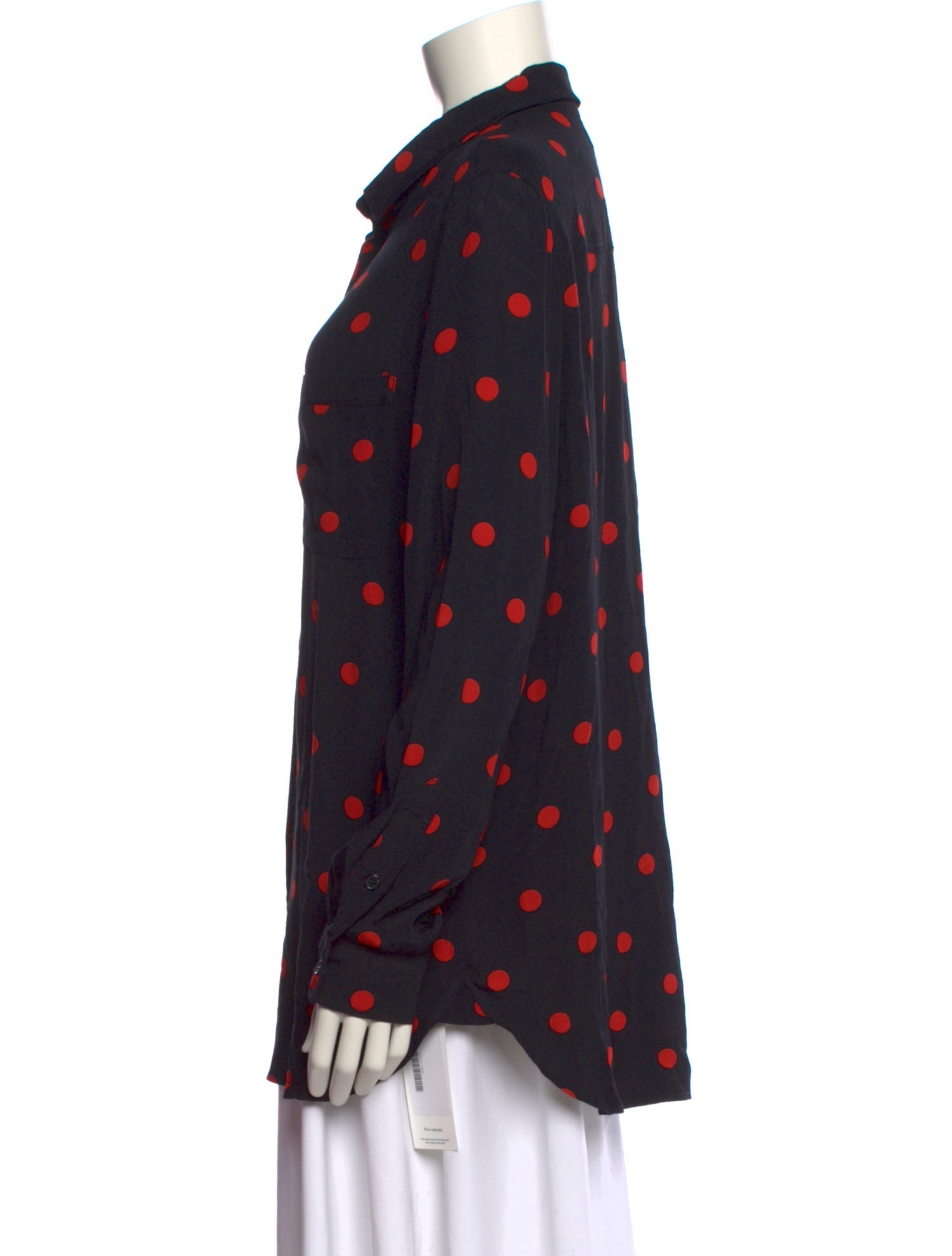 Ganni Polka Dot Print Long Sleeve Button-Up Top