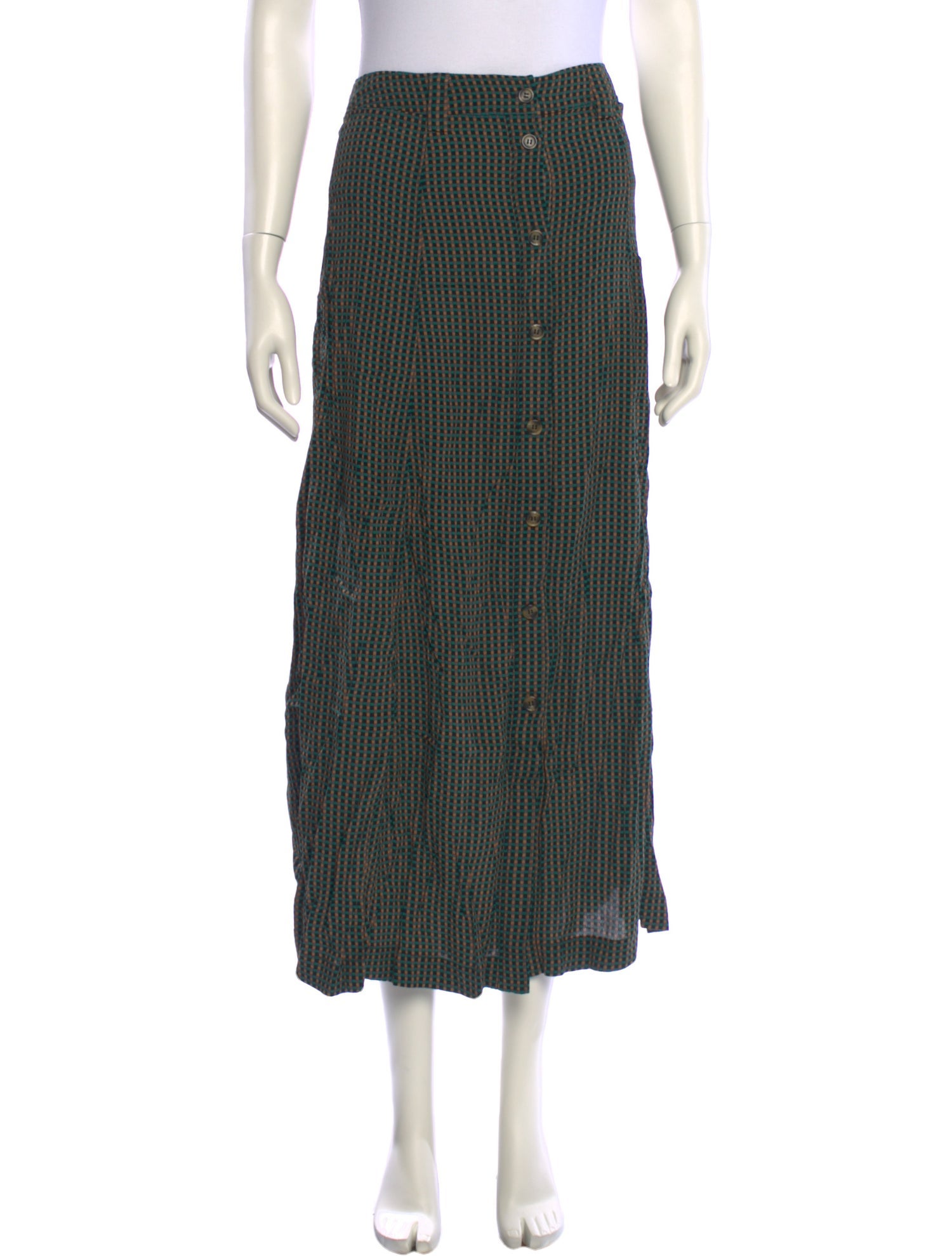 Ganni Plaid Print Midi Length Skirt