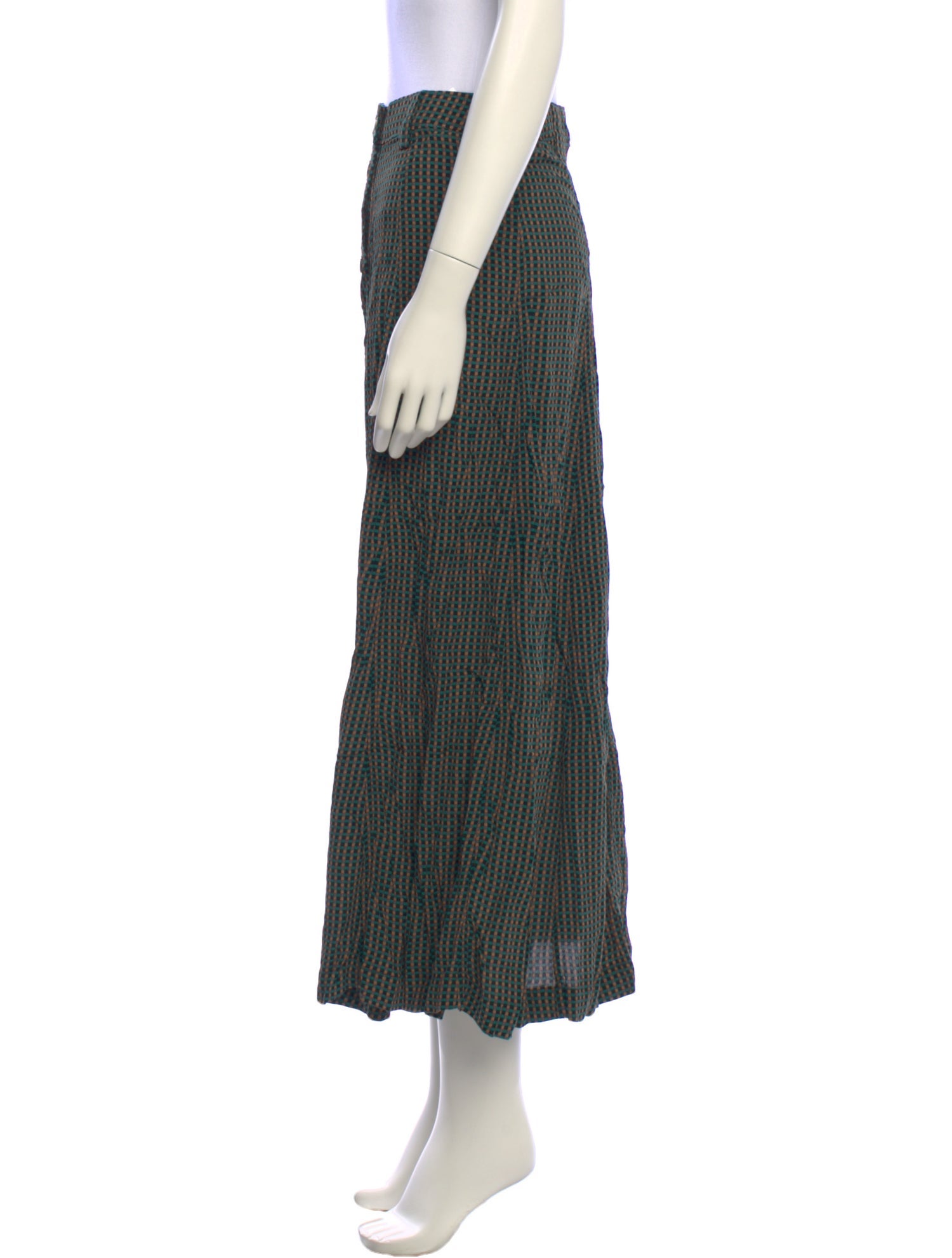 Ganni Plaid Print Midi Length Skirt