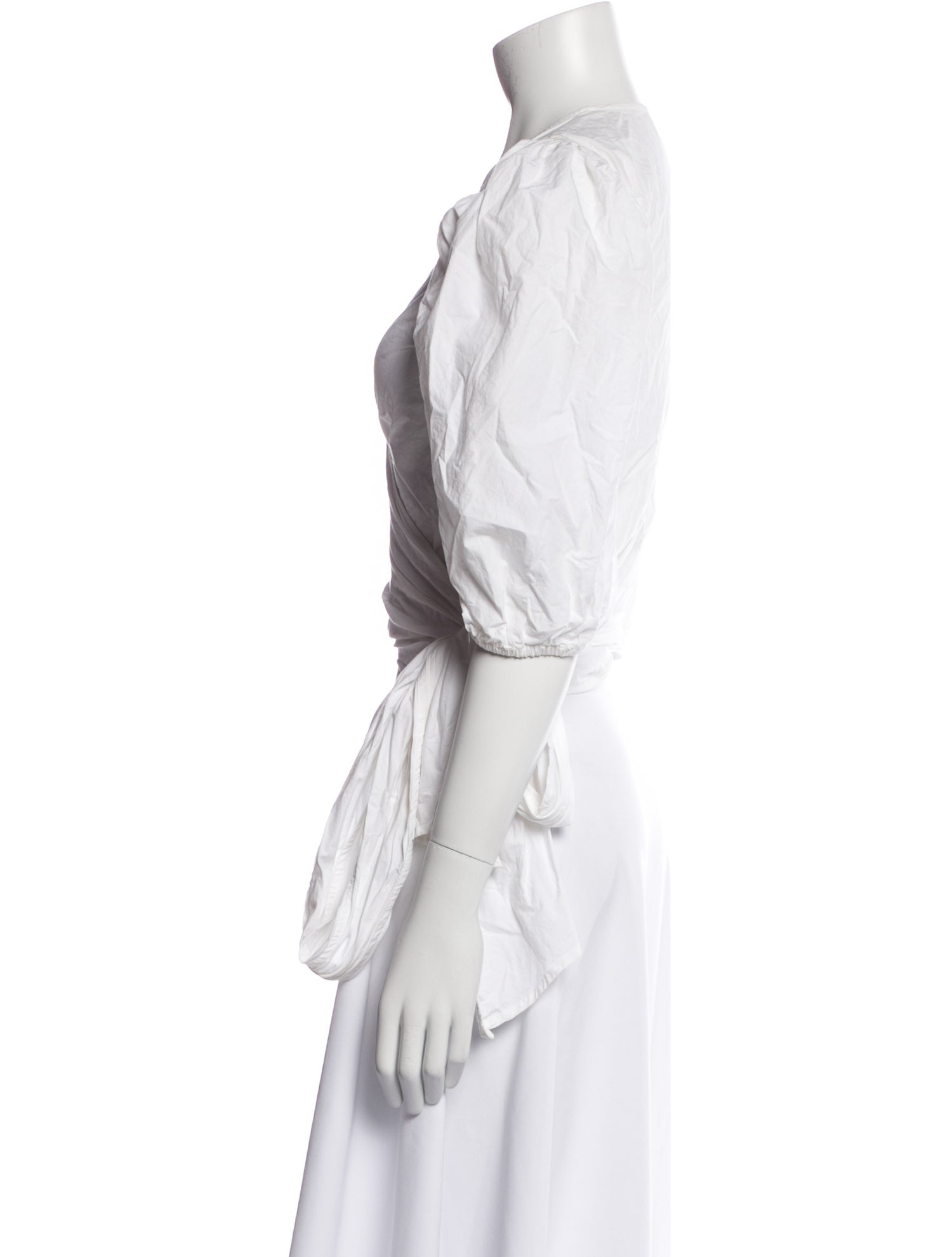 Ganni V-Neck Three-Quarter Sleeve Crop Top