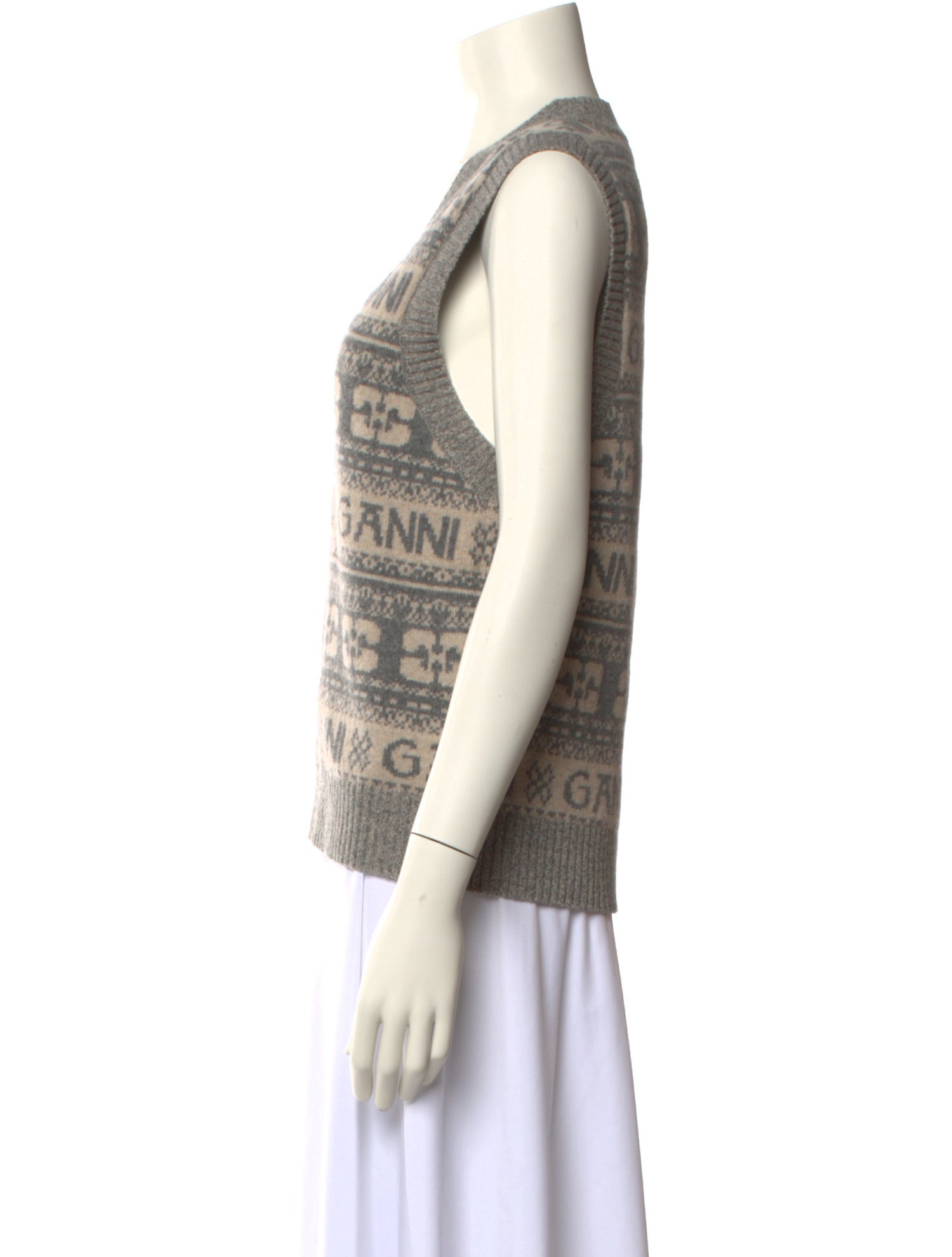 Ganni Printed V-Neck Sweater