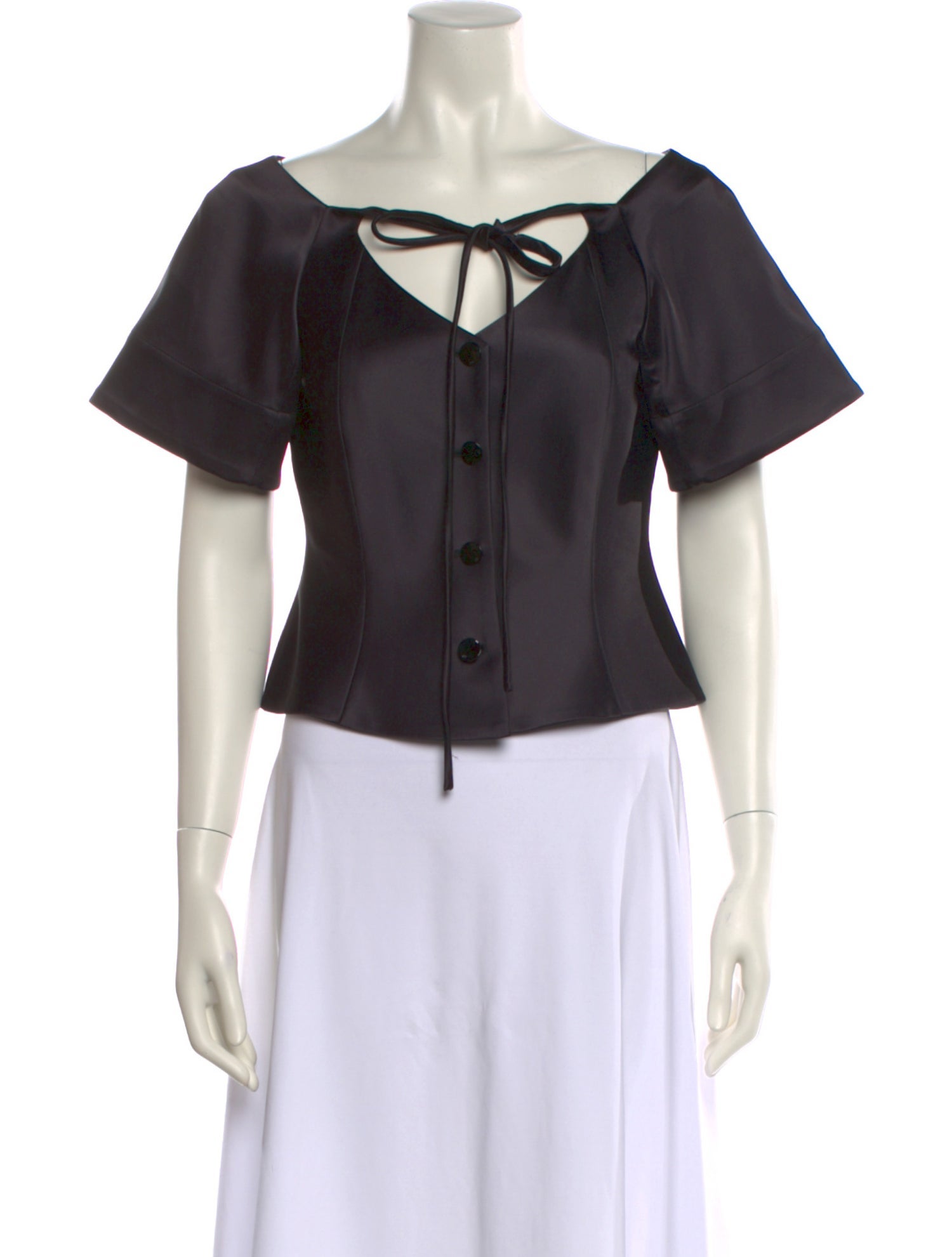 Ganni Satin Off-The-Shoulder Crop Top