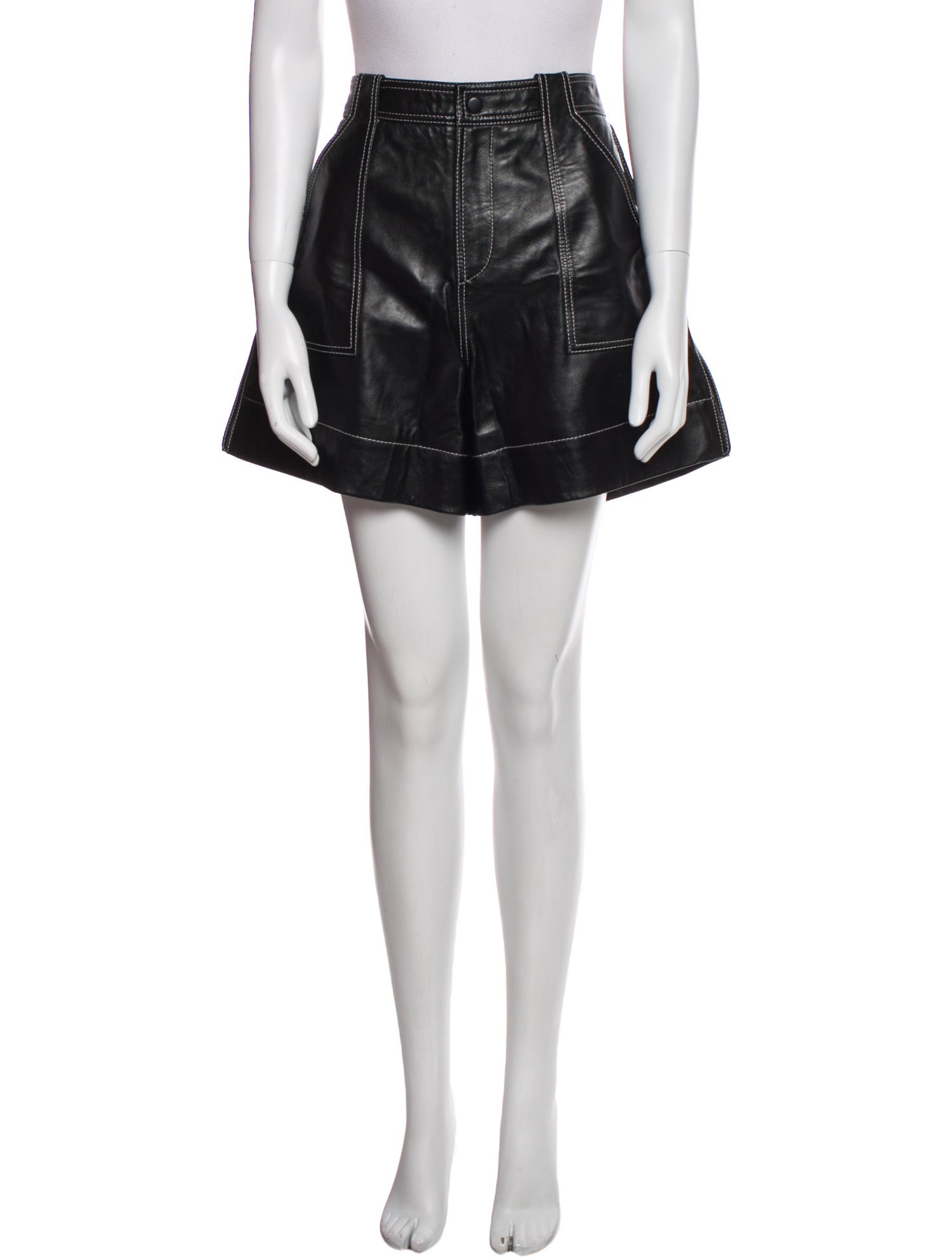 Ganni Lamb Leather Mini Shorts