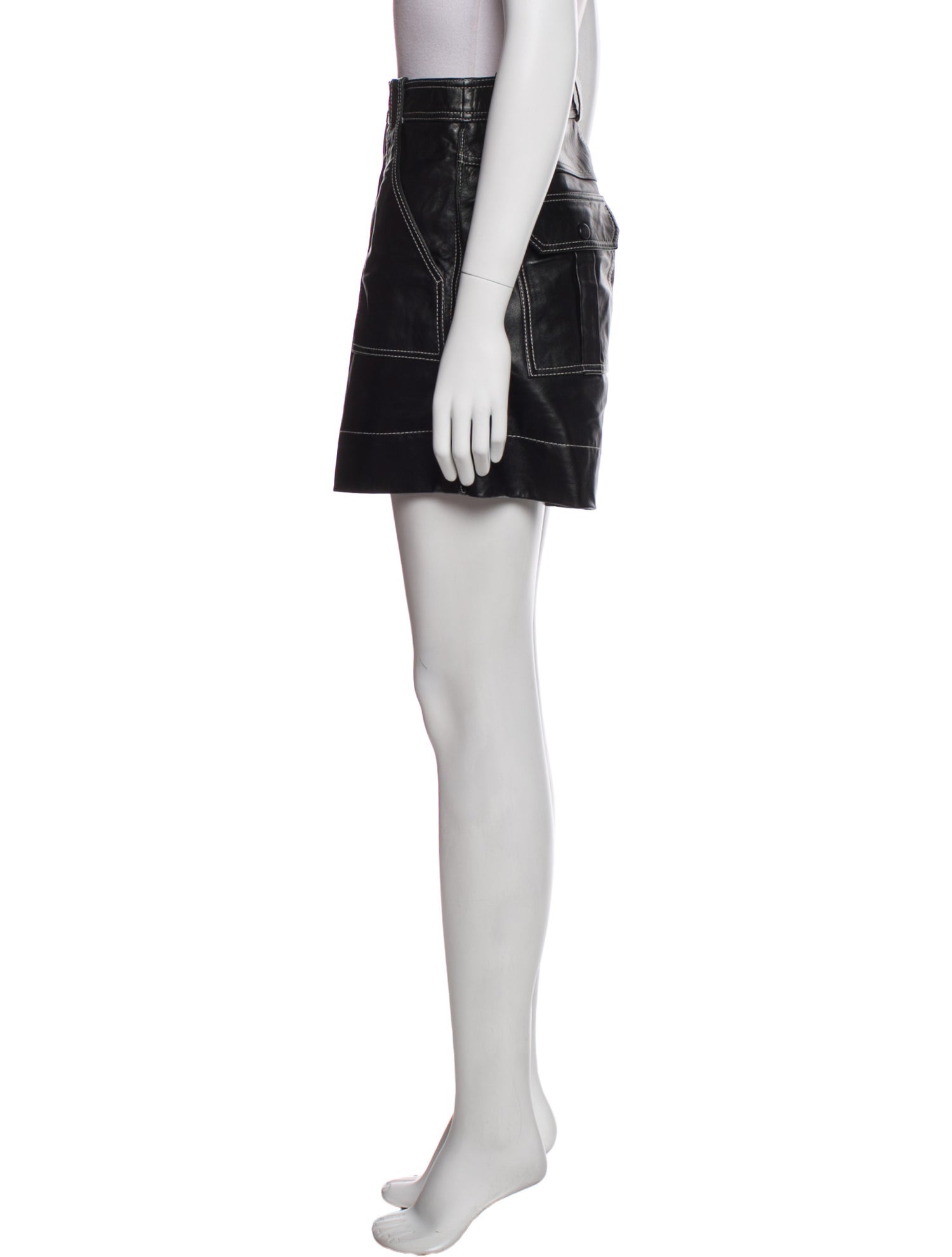 Ganni Lamb Leather Mini Shorts