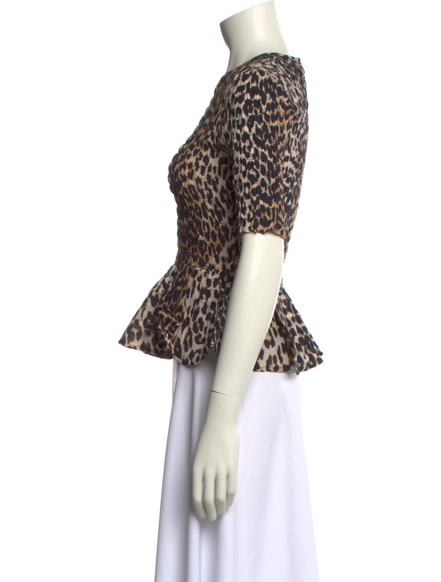 Ganni Animal Print Crew Neck Crop Top