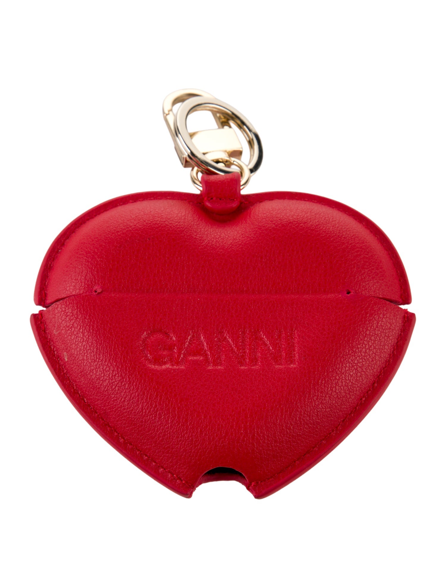 Ganni Leather Heart Keychain