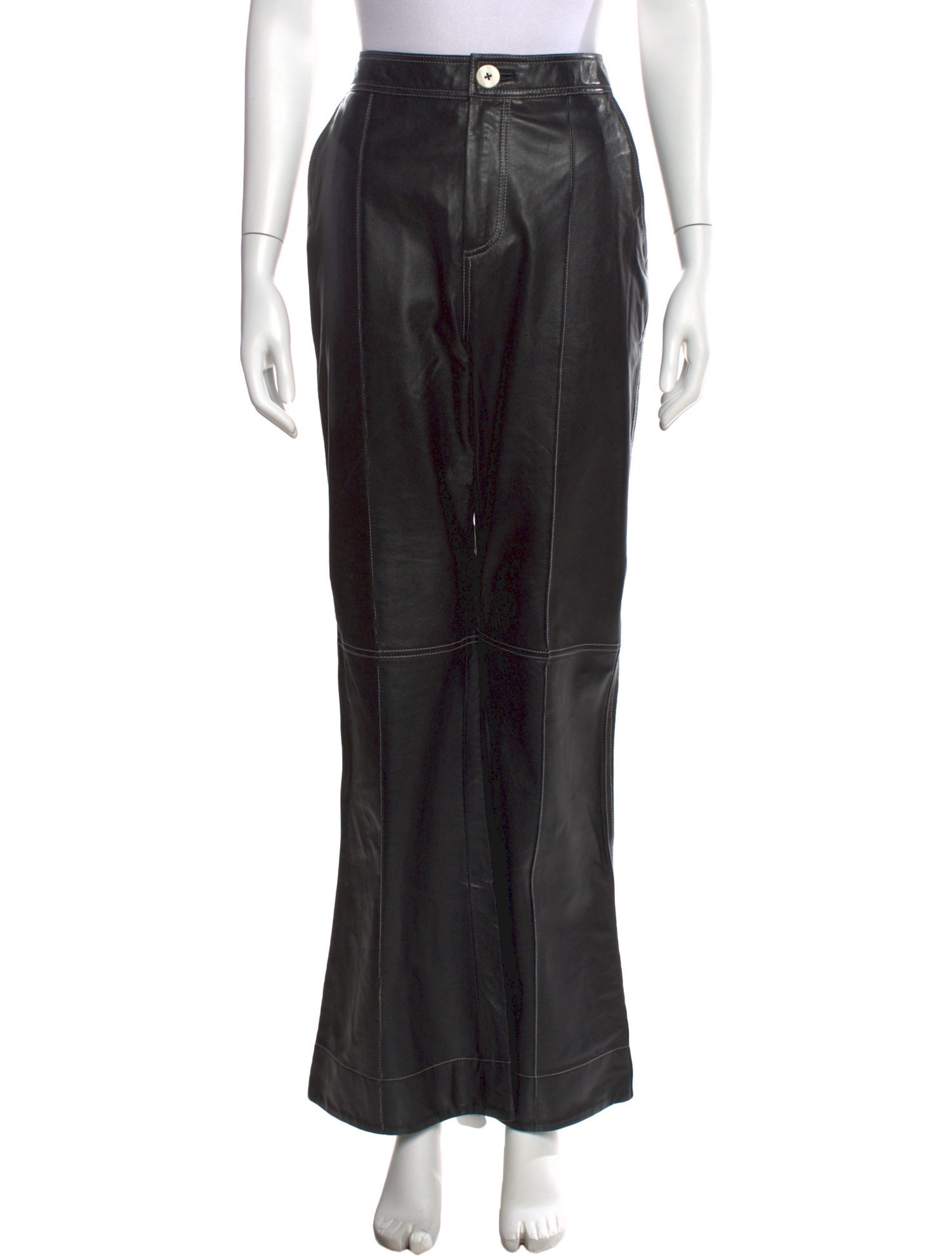 Ganni Lamb Leather Wide Leg Pants