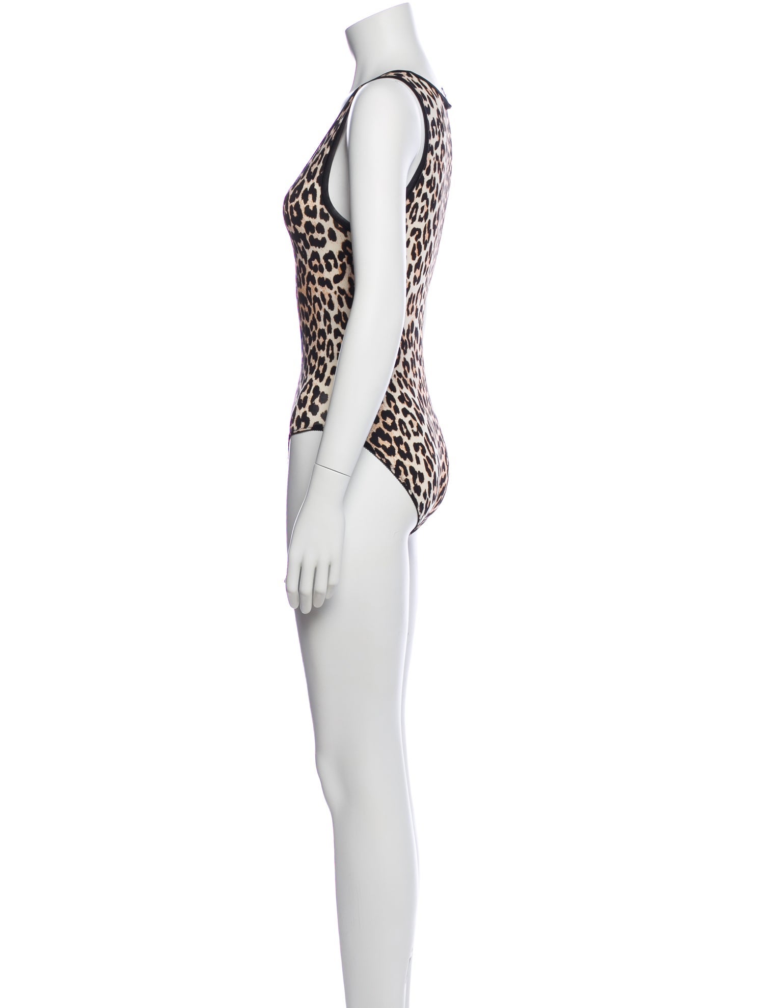 Ganni Animal Print Scoop Neck Bodysuit