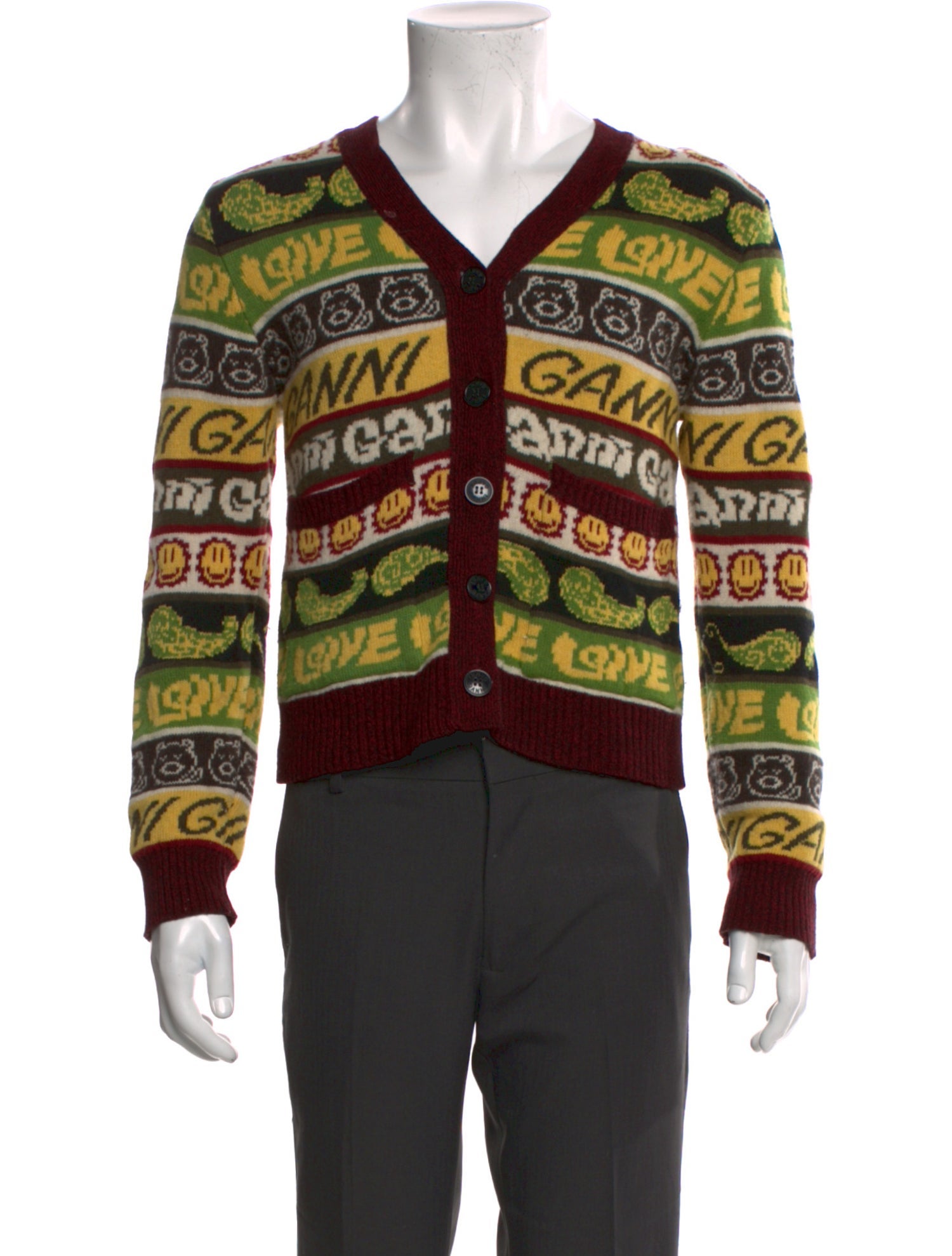 Ganni Wool Printed Cardigan