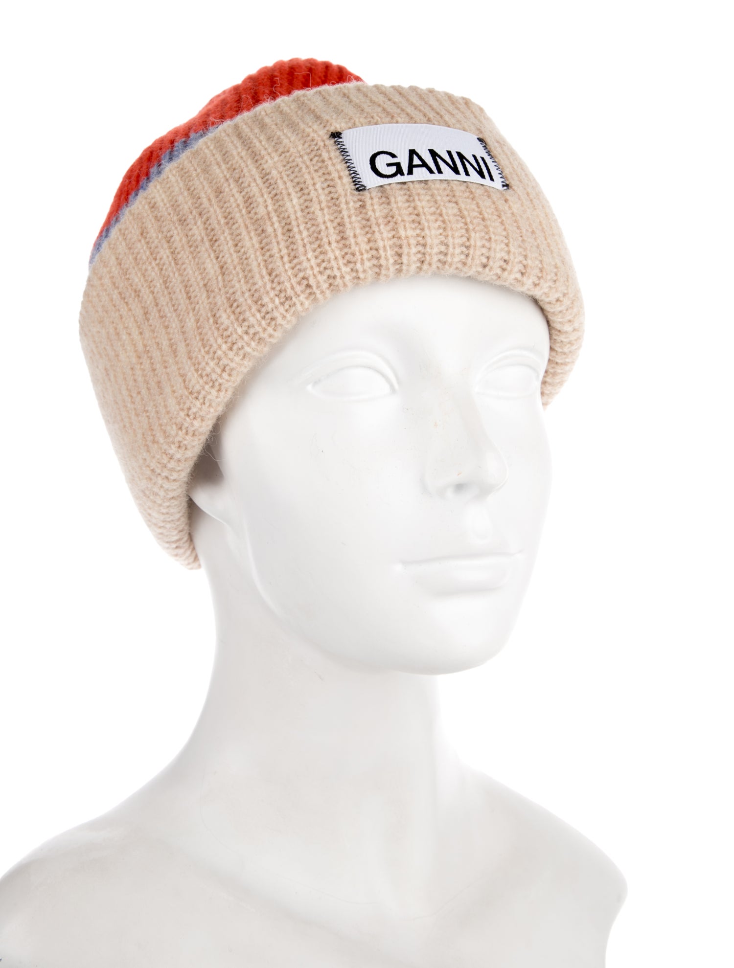 Ganni Colorblock Wool-Blend Beanie