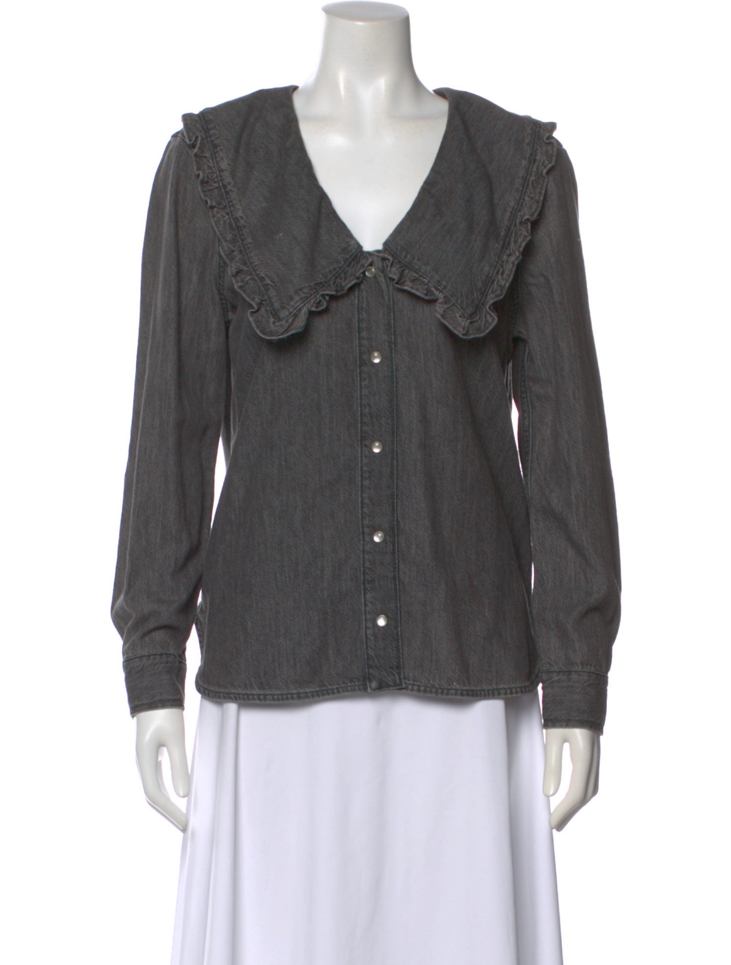 Ganni V-Neck Long Sleeve Blouse w/ Tags