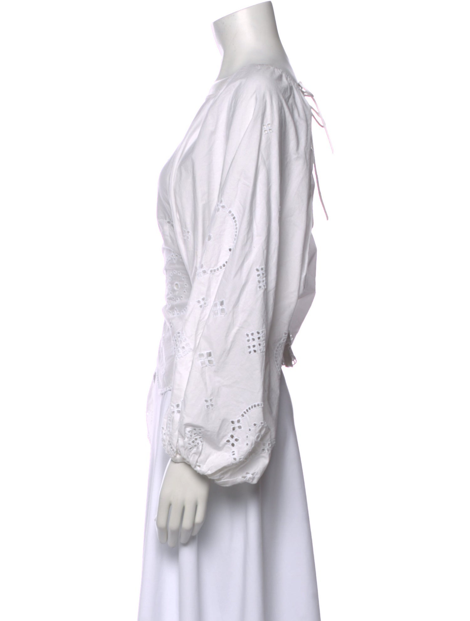 Ganni Lace Pattern Square Neckline Blouse