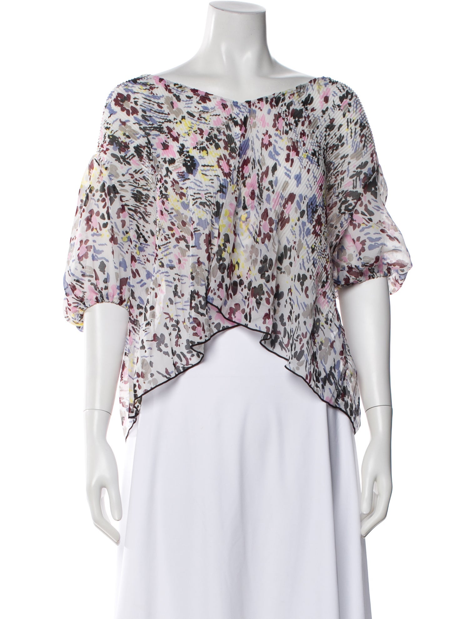 Ganni Floral Print Bateau Neckline Blouse