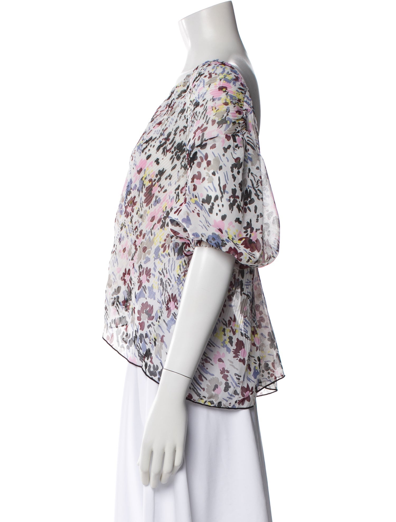 Ganni Floral Print Bateau Neckline Blouse