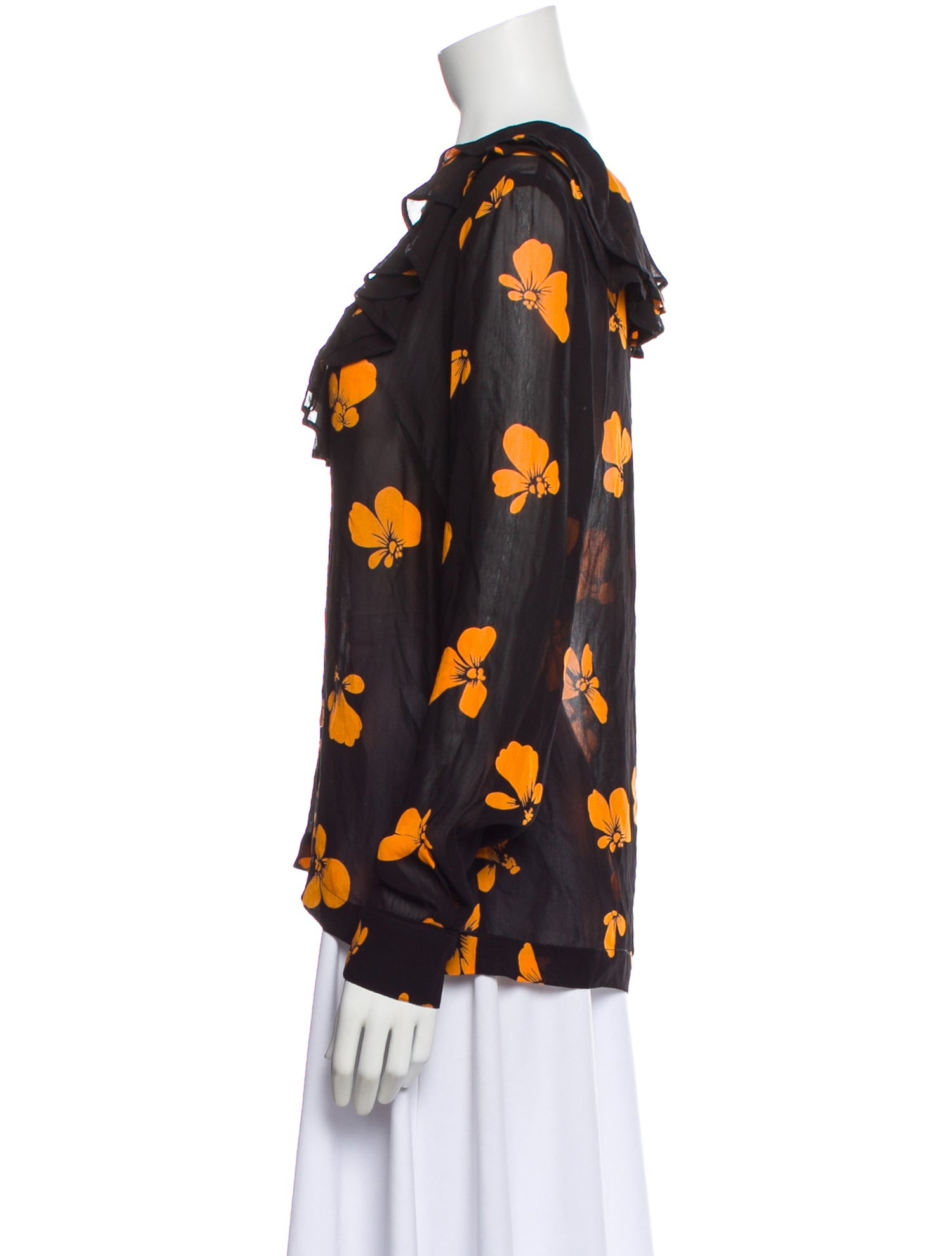 Ganni Floral Print V-Neck Blouse