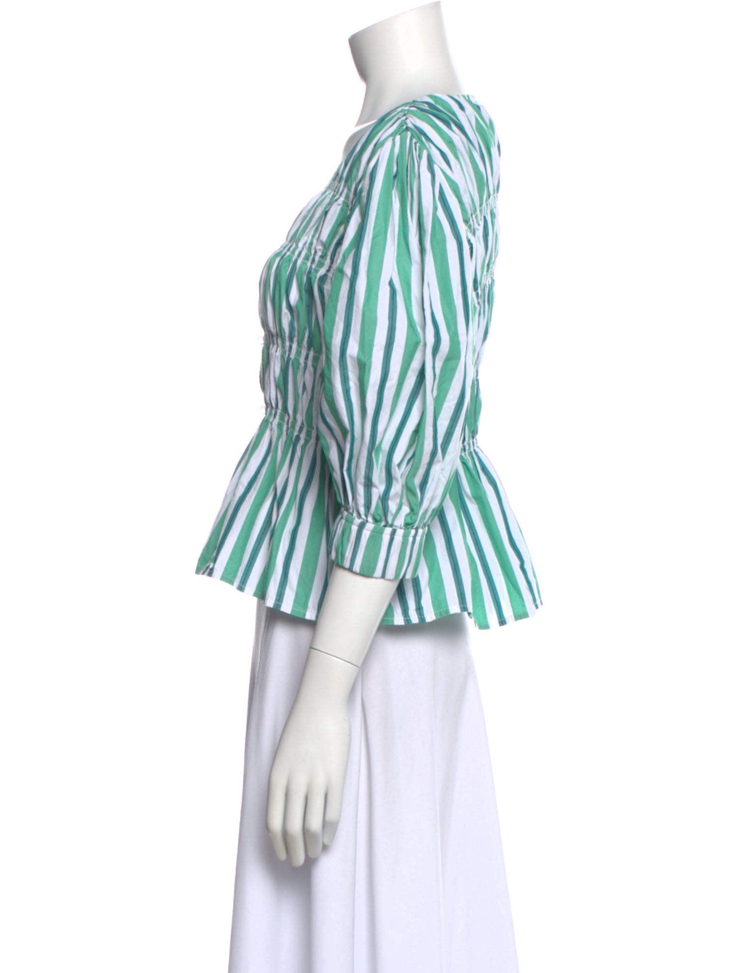 Ganni Striped V-Neck Blouse