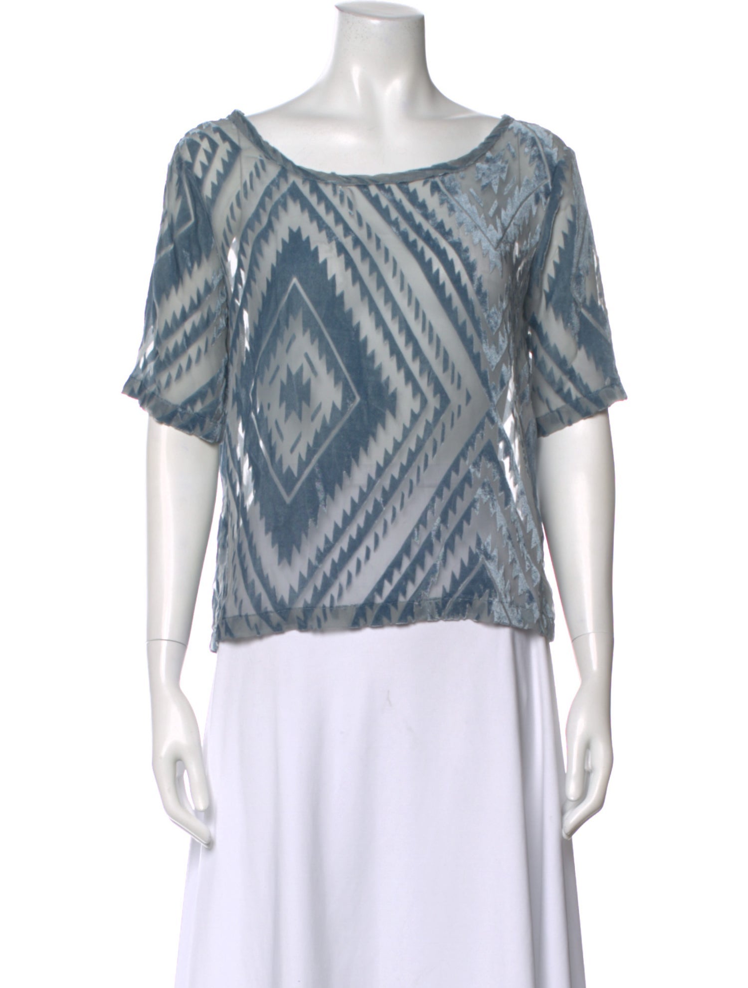 Ganni Patterned Crew Neck Top