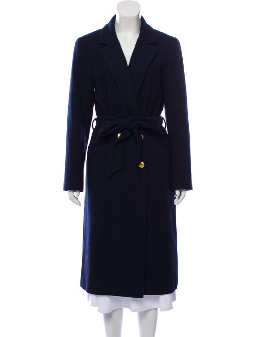 Ganni Wool-Blend Long Coat Navy