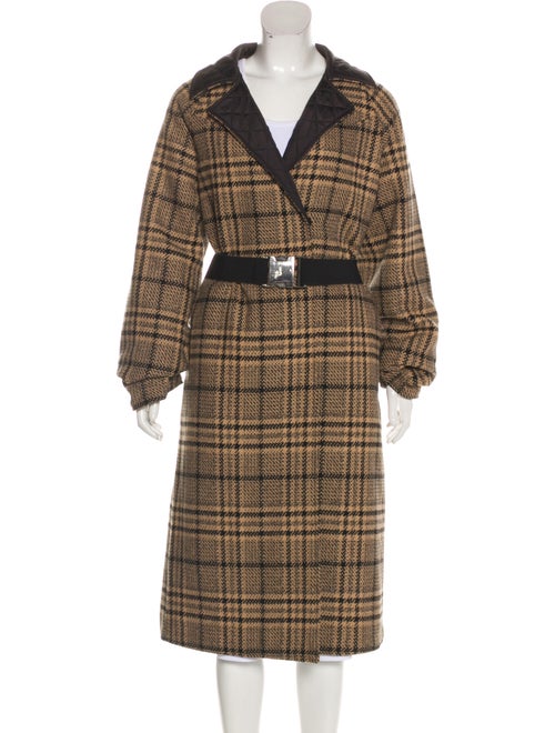 Ganni Wool Plaid Print Coat Wool