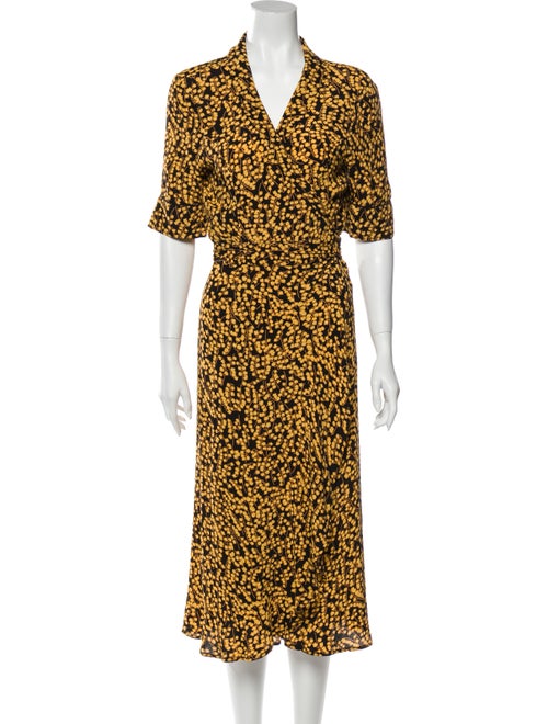 Ganni Printed Midi Length Dress Black