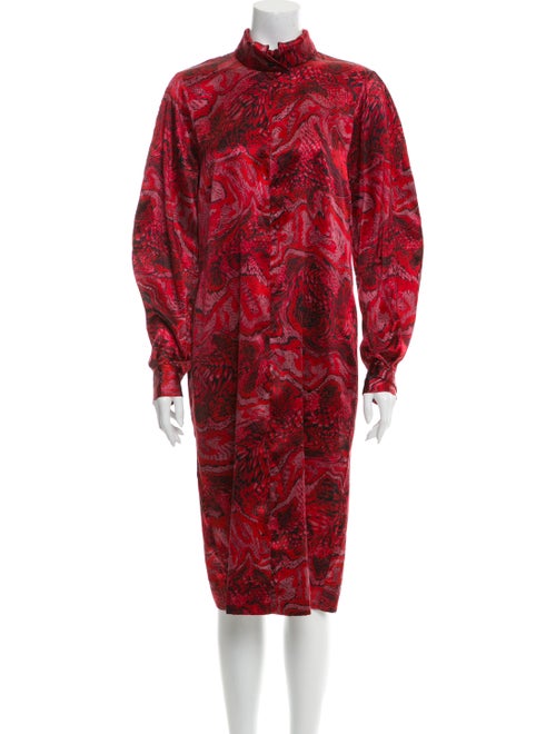 Ganni Animal Print Midi Length Dress Red